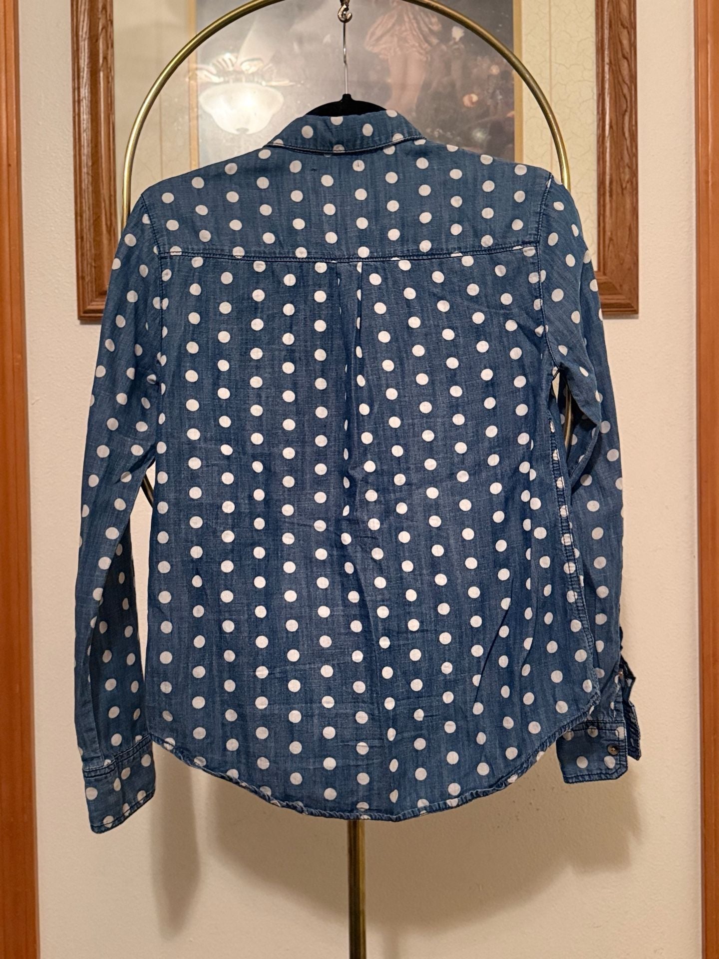 BDG Polka Dot Chambray Denim Shirt Size S 4