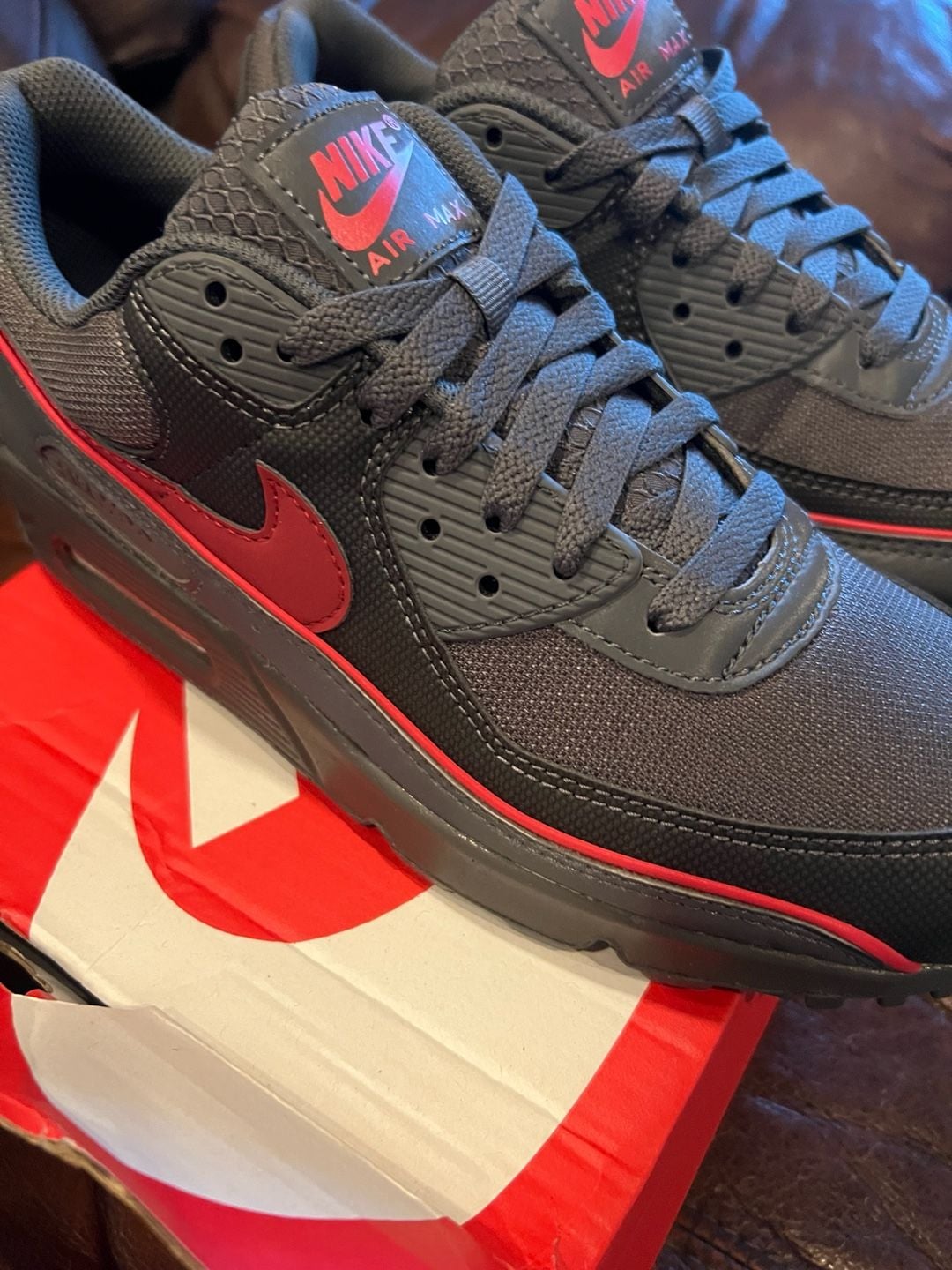 Nike Air Max 90 Premium Iron Grey University Red 5