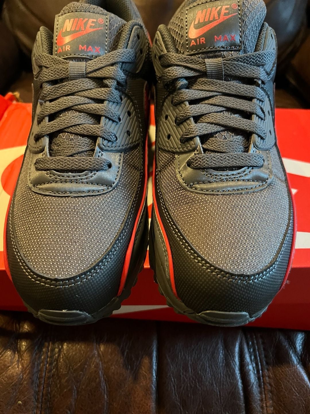 Nike Air Max 90 Premium Iron Grey University Red 7