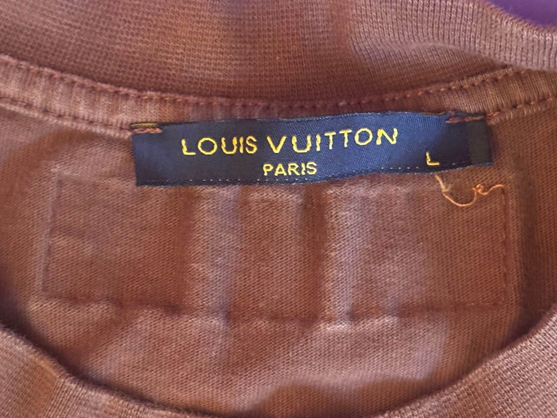 Louis Vuitton T-Shirt Size L Brown Logo Print 3