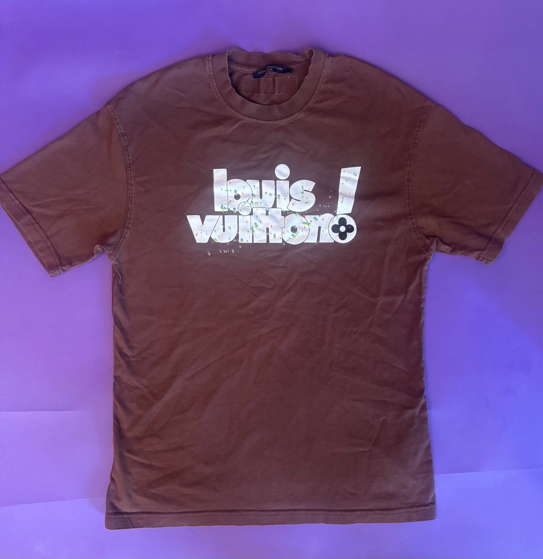 Louis Vuitton T-Shirt Size L Brown Logo Print 4
