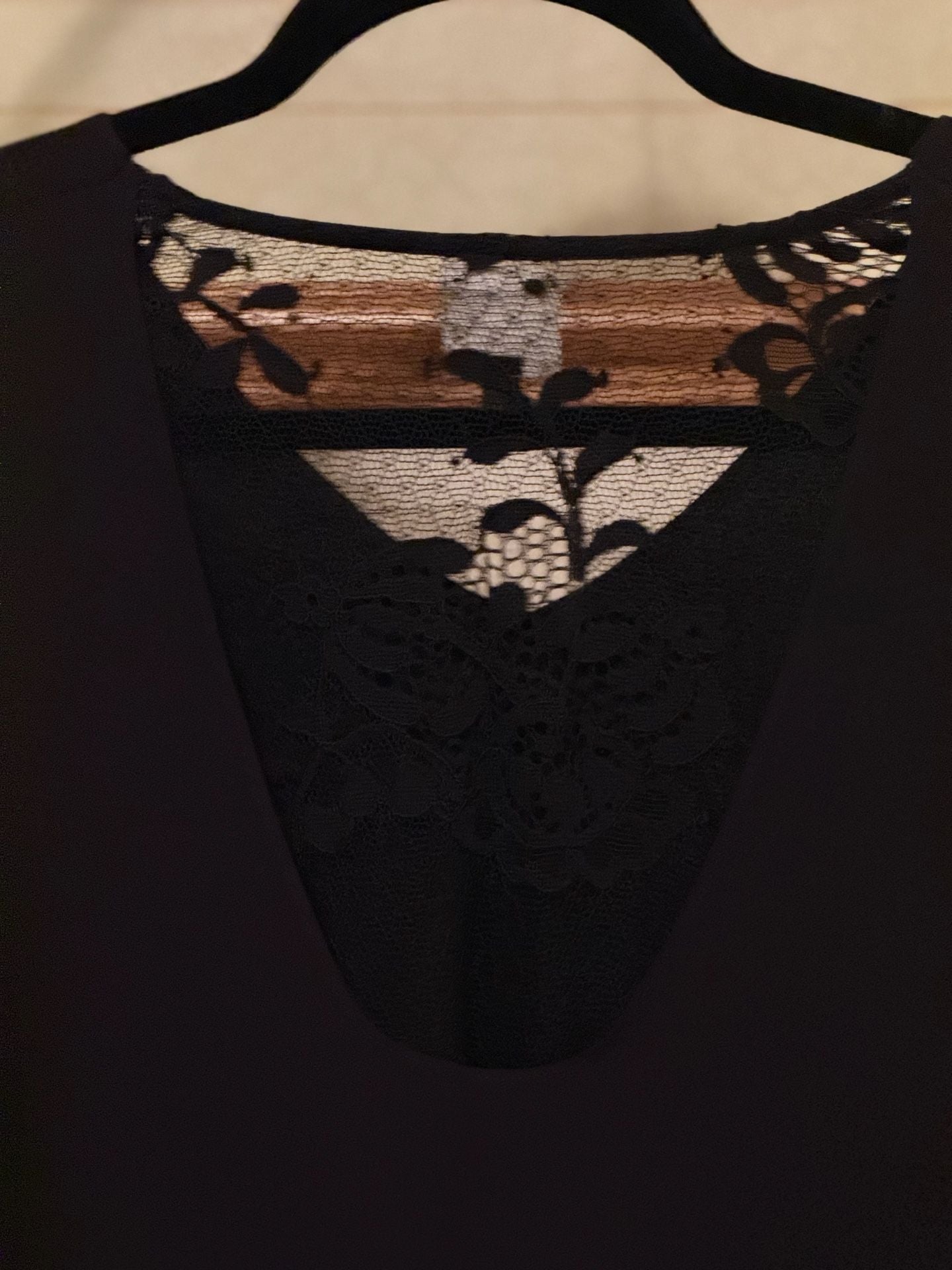 Cabi Black Long Sleeve Lace Trim Top Size S 4