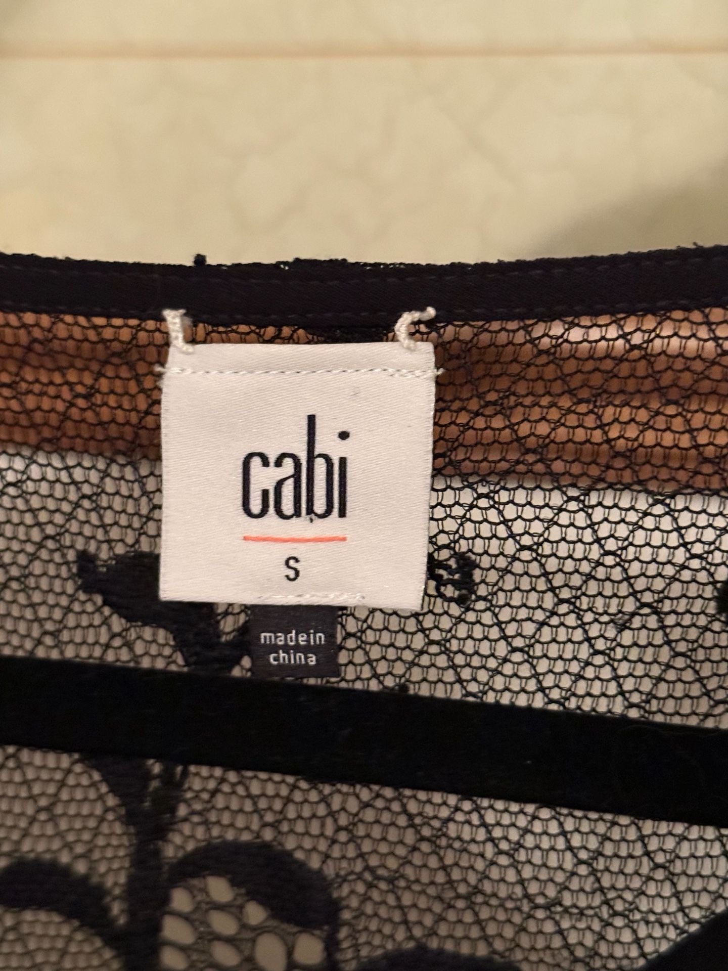 Cabi Black Long Sleeve Lace Trim Top Size S 5