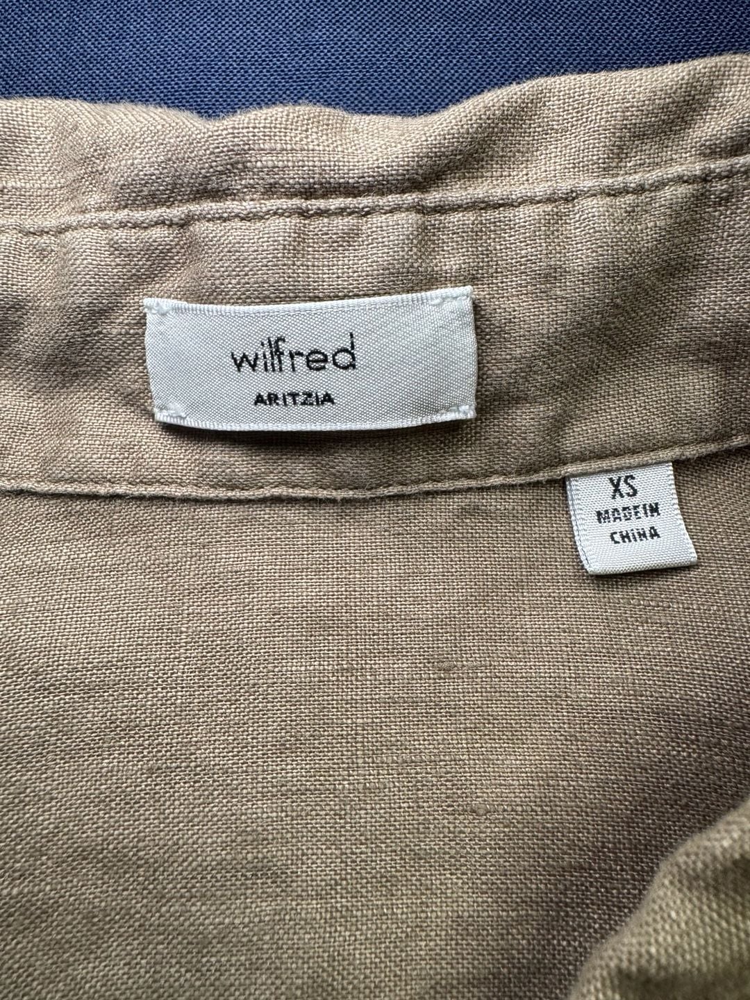 Aritzia Wilfred Women’s Linen Button Down Shirt XS Taupe Brown Oversized 5