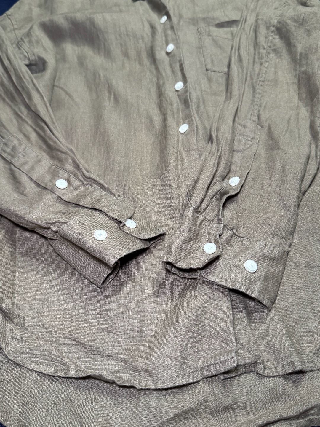 Aritzia Wilfred Women’s Linen Button Down Shirt XS Taupe Brown Oversized 10