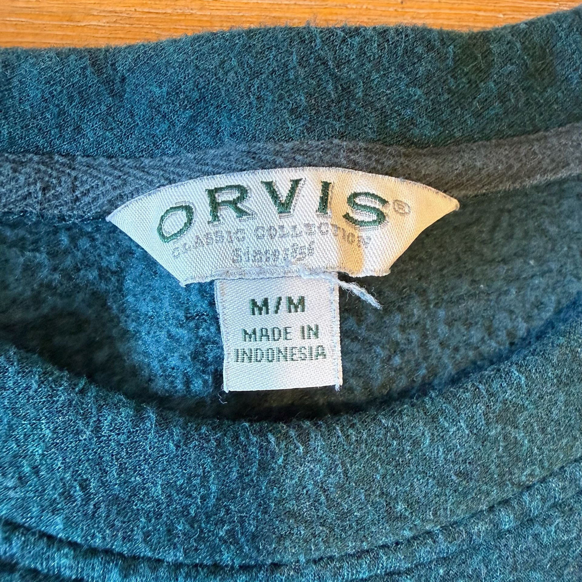 Orvis Classic Collection Fleece Sweatshirt Teal Green Pullover Top Medium M 4