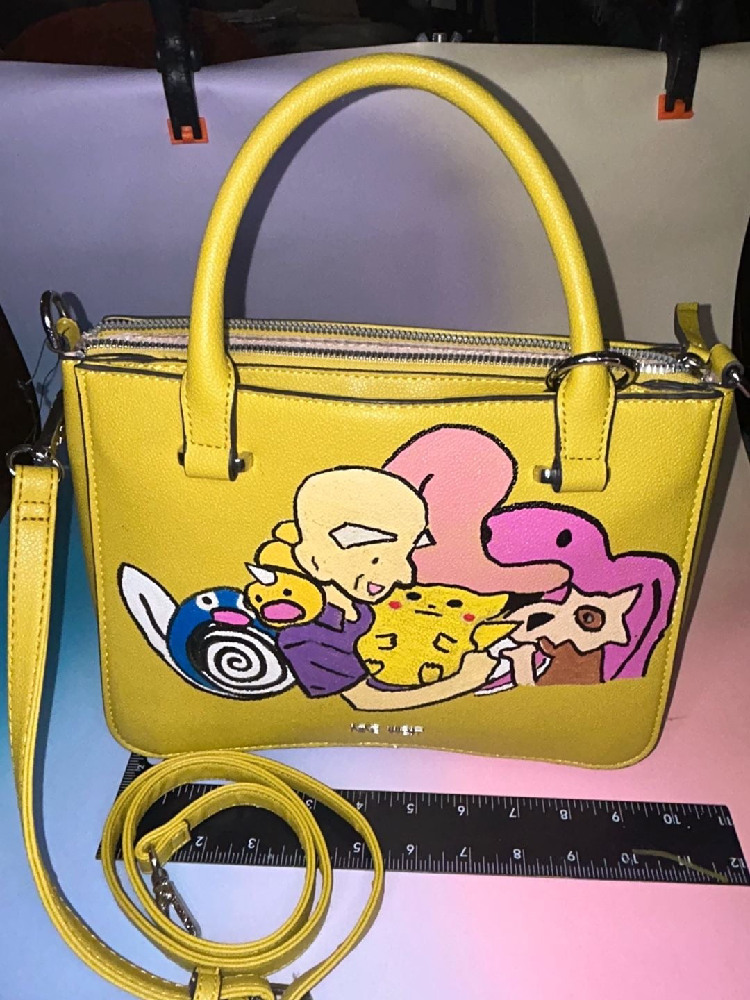 Nine West Yellow Custom Hand-Painted Pokémon Crossbody Handbag 1