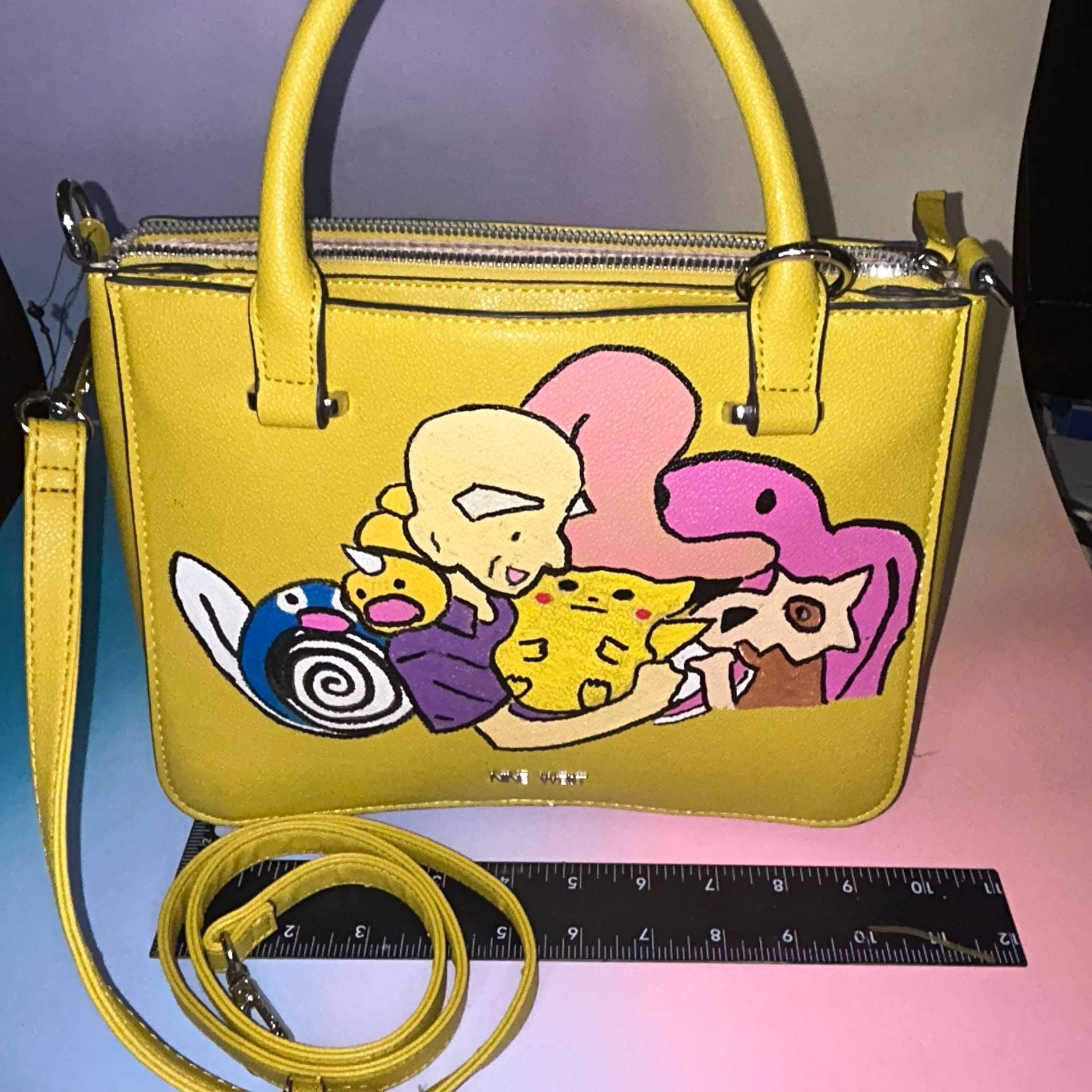 Nine West Yellow Custom Hand-Painted Pokémon Crossbody Handbag 2
