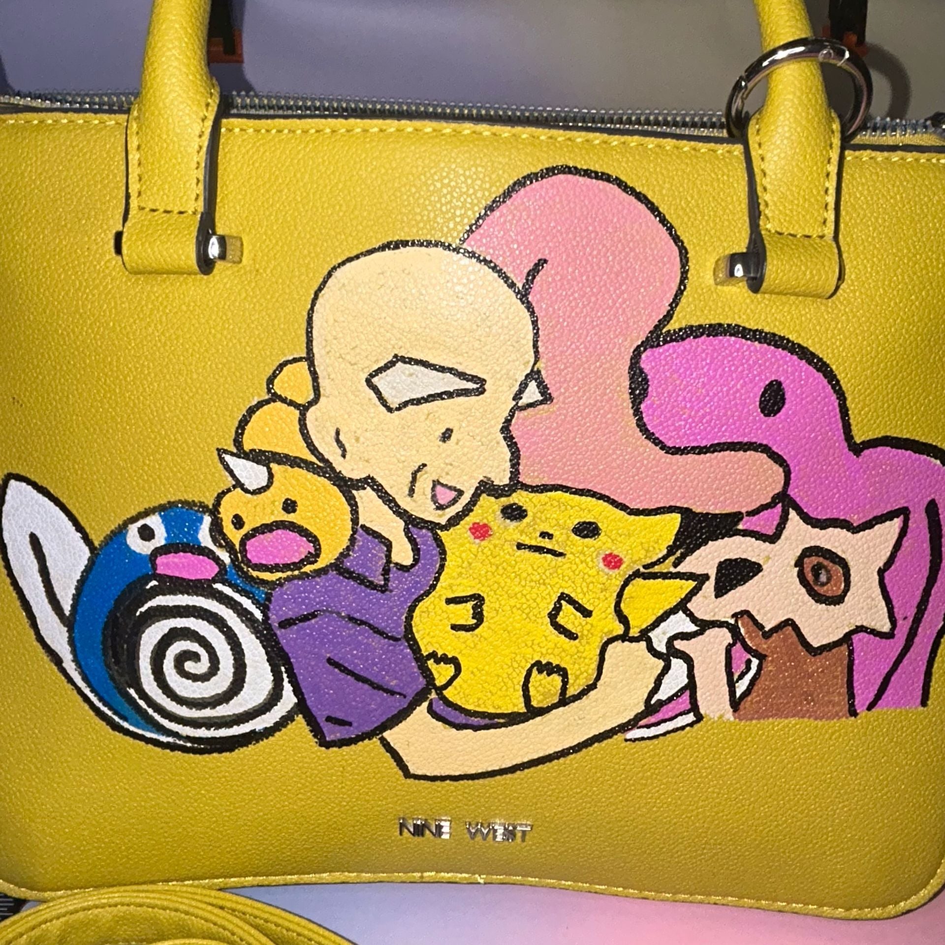 Nine West Yellow Custom Hand-Painted Pokémon Crossbody Handbag 3