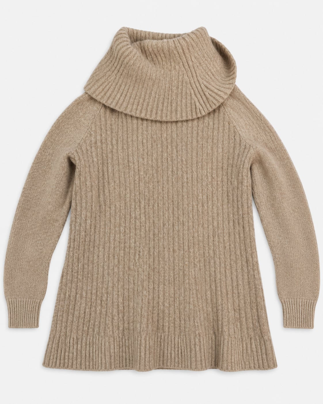 Talbots 100% Cotton Cable Knit Cowl Neck Sweater L Tan Gold Buttons NWOT 4