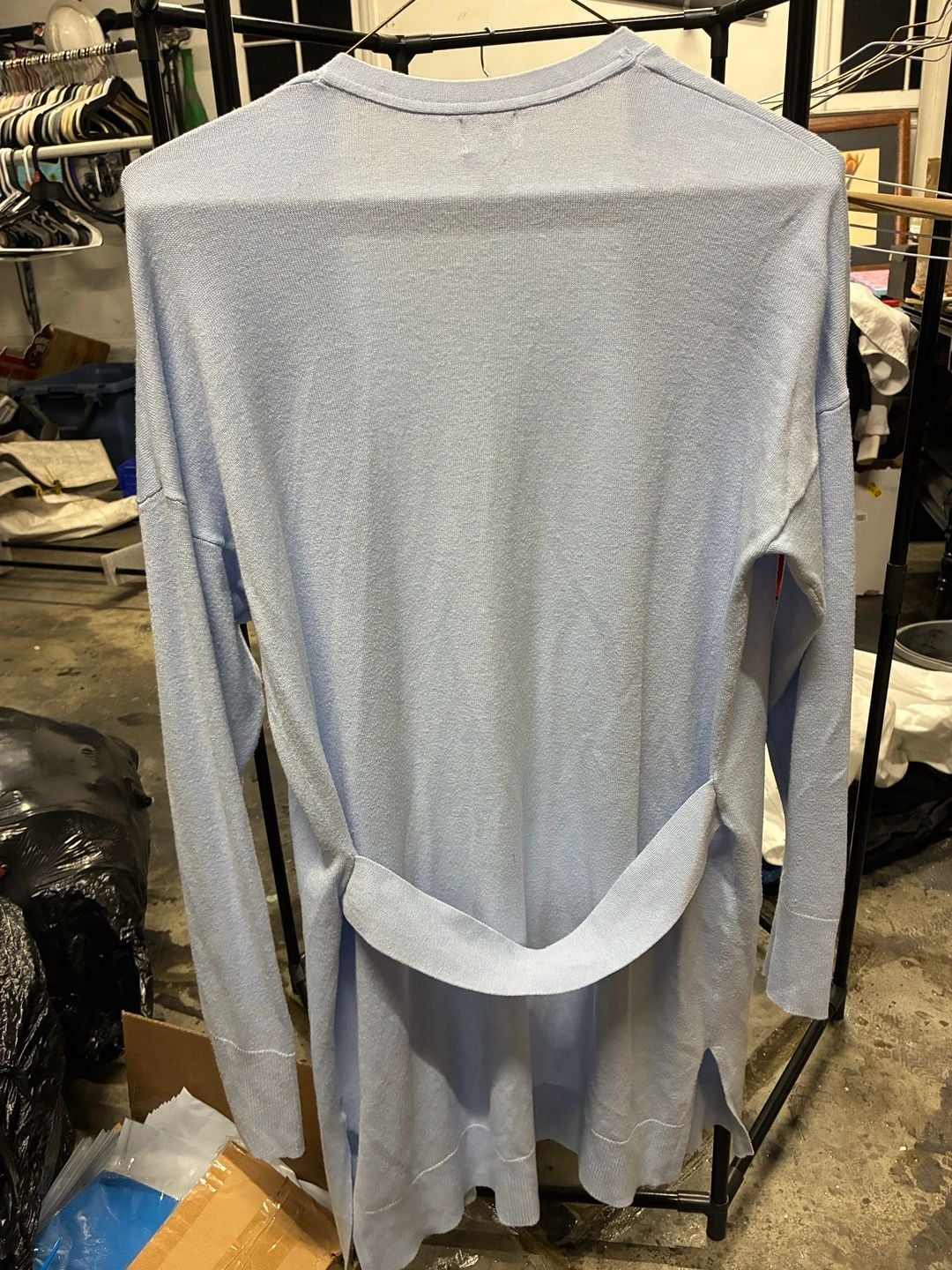 A New Day Cardigan Sweater Size M Light Blue Open Front Long 5