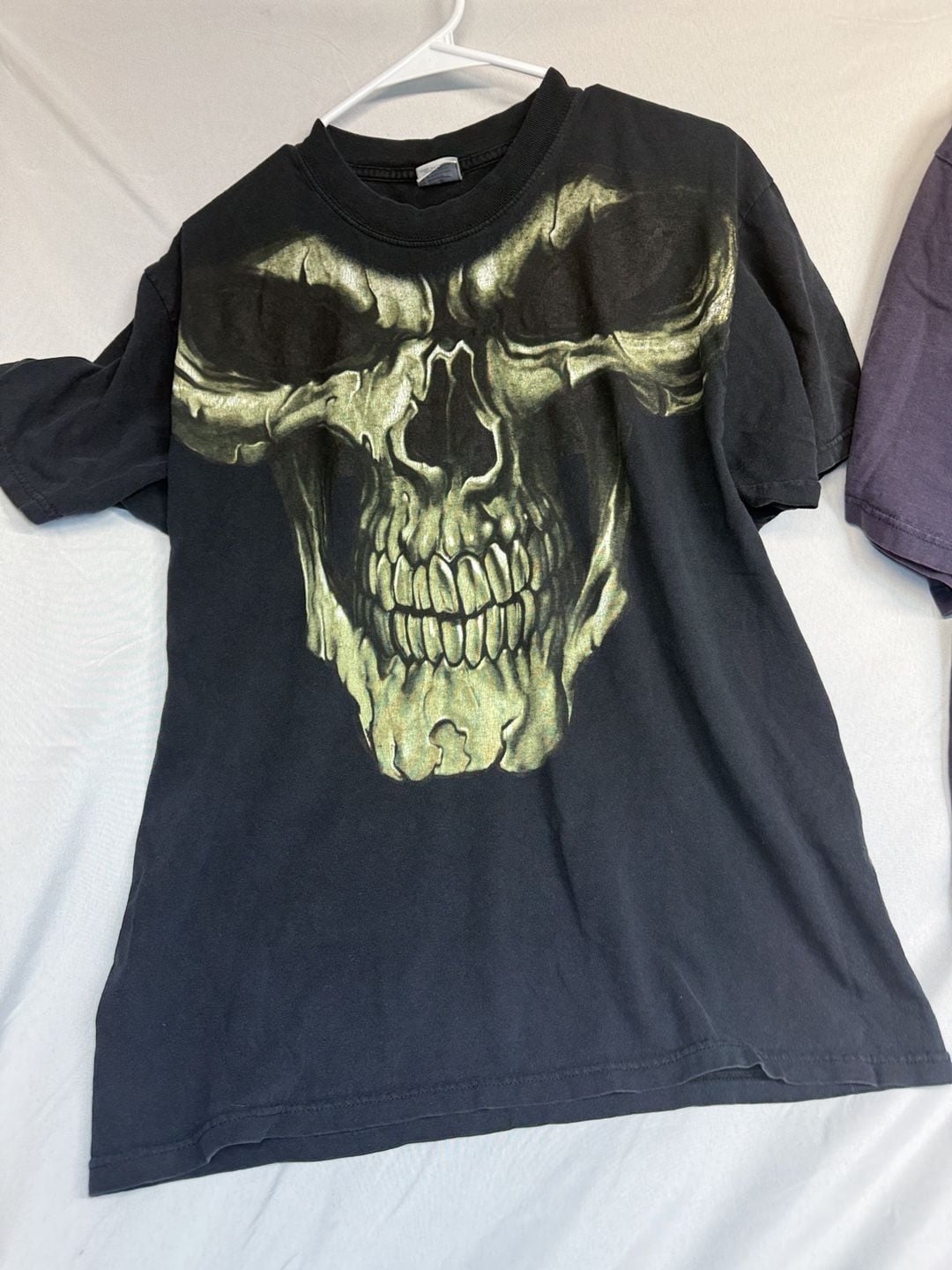 Vintage y2k Yazbek Skull Graphic T-Shirt Size L Black Heavyweight 3