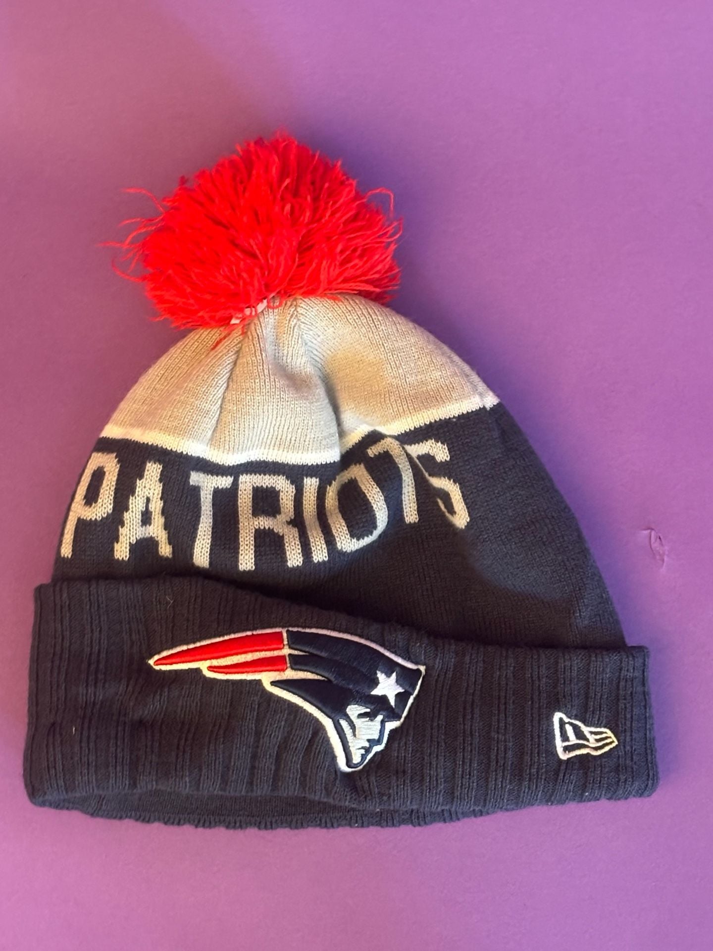 New Era New England Patriots Knit Beanie Hat Pom Pom 3