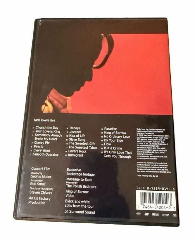 Sade Lovers Live DVD Concert Video 2002 Epic Records 2