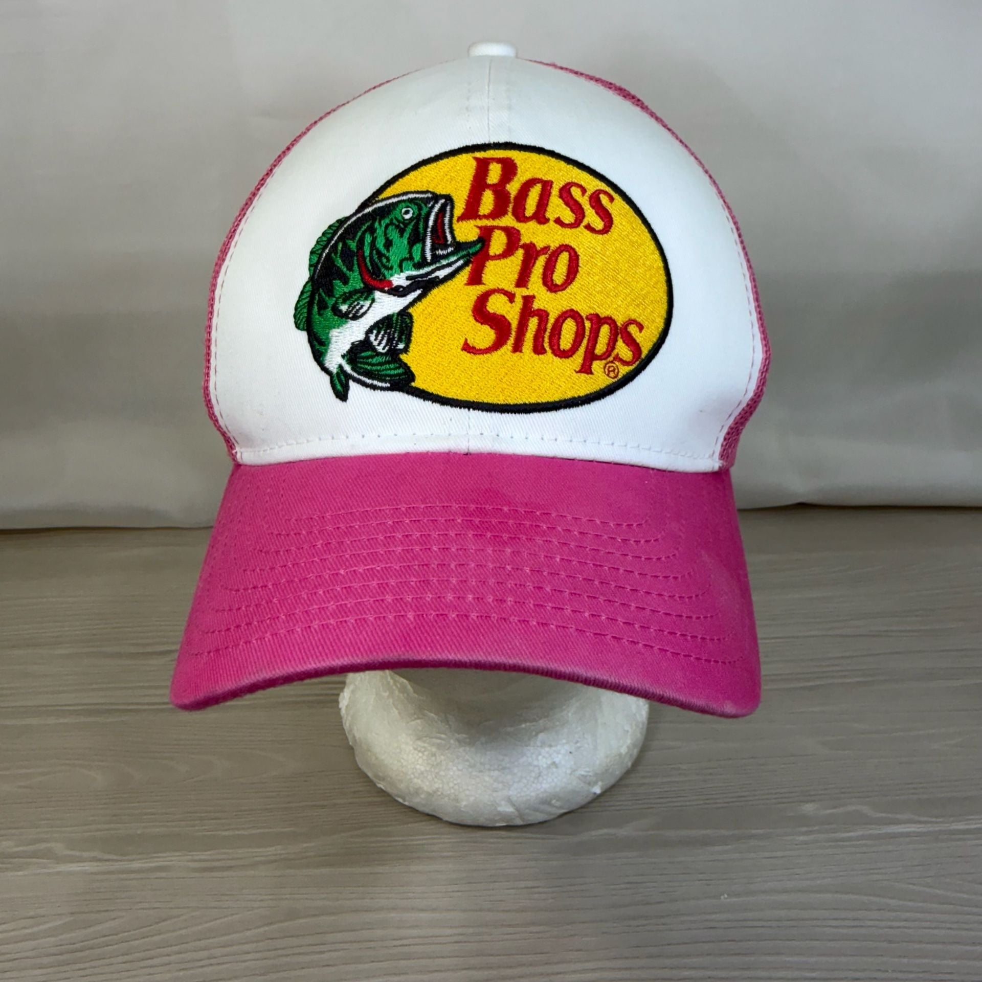Bass Pro Shops Trucker Hat Pink White Mesh Snapback Cap 2
