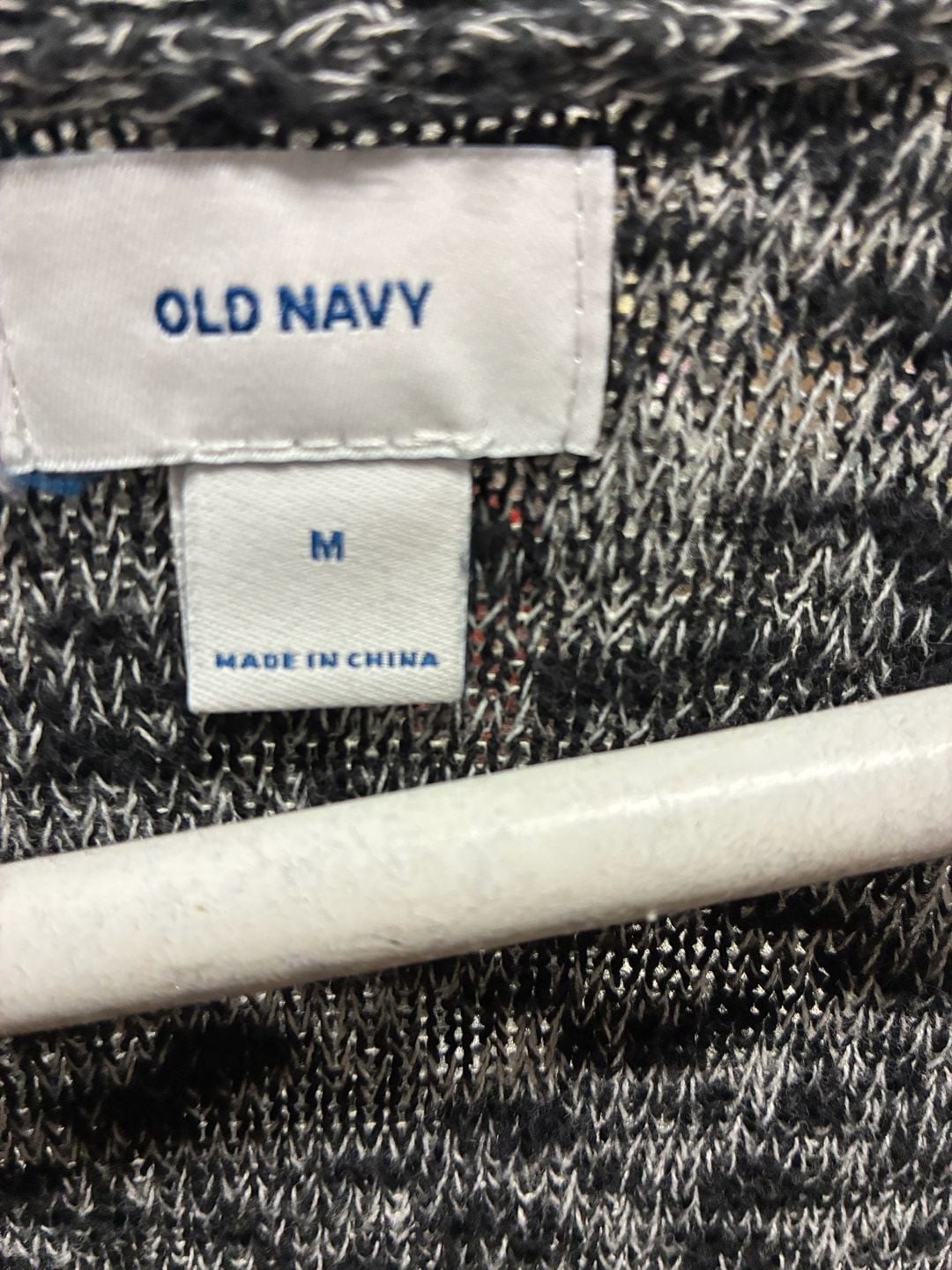 Old Navy Open Cardigan Sweater Size M Black White Speckled Knit 4