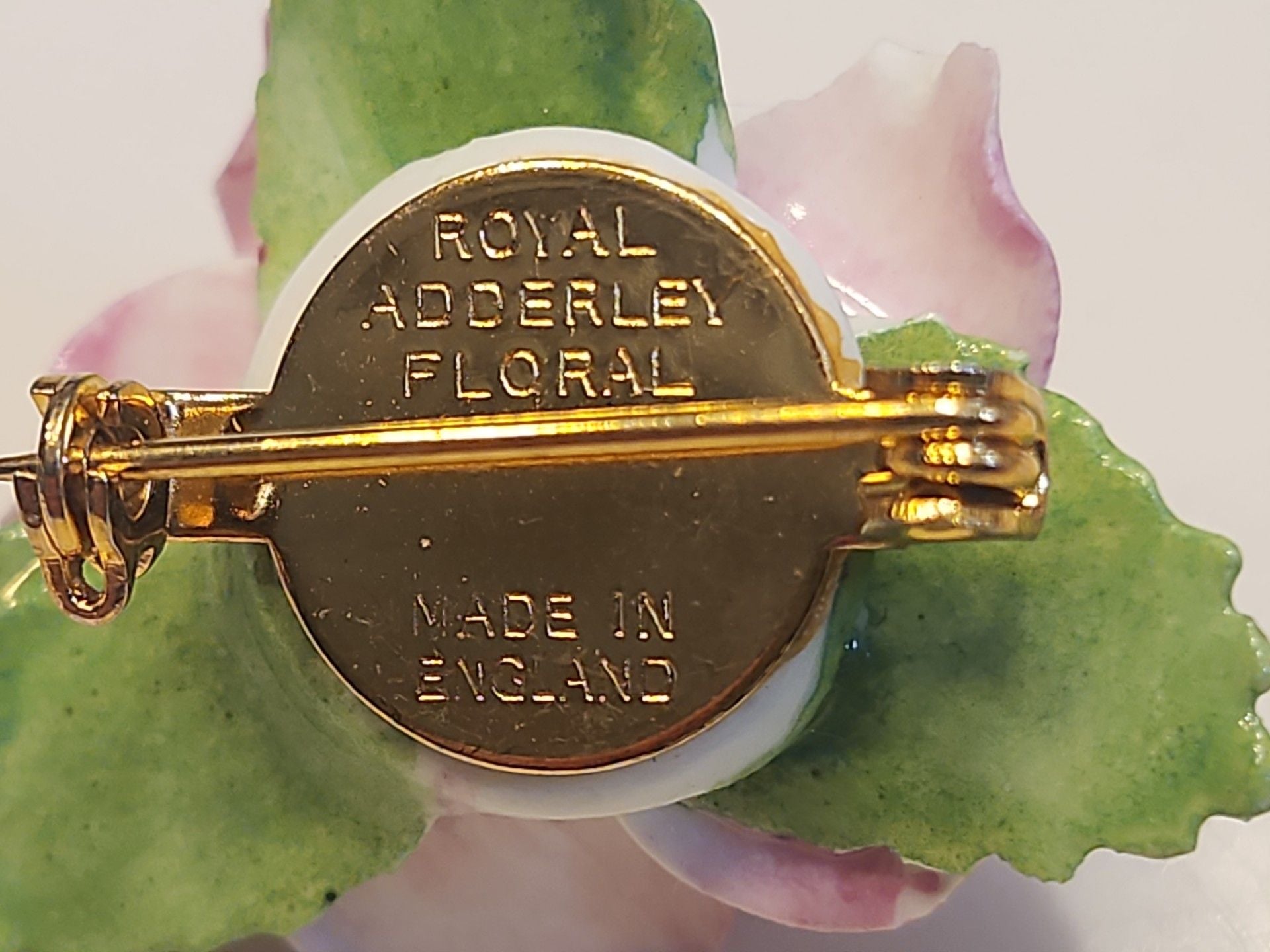 Royal Adderley Floral Porcelain Pink Rose Brooch and Earrings Set 3
