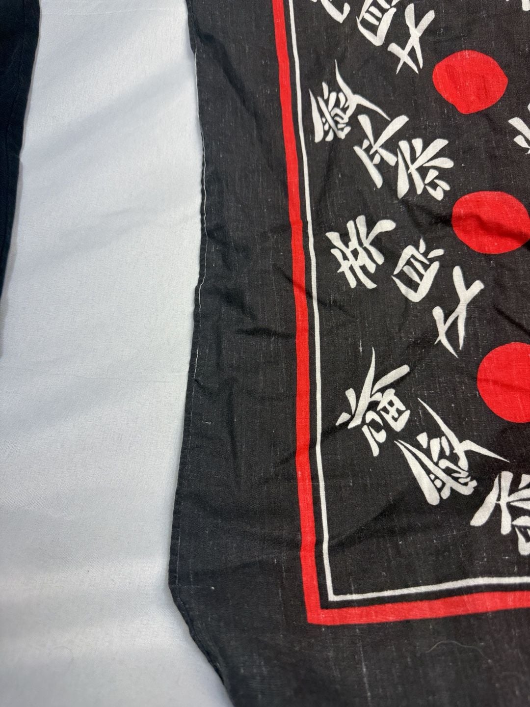 Y2K vintage Crafted With Pride In America Japanese Kanji Red Dot Black Bandana 2