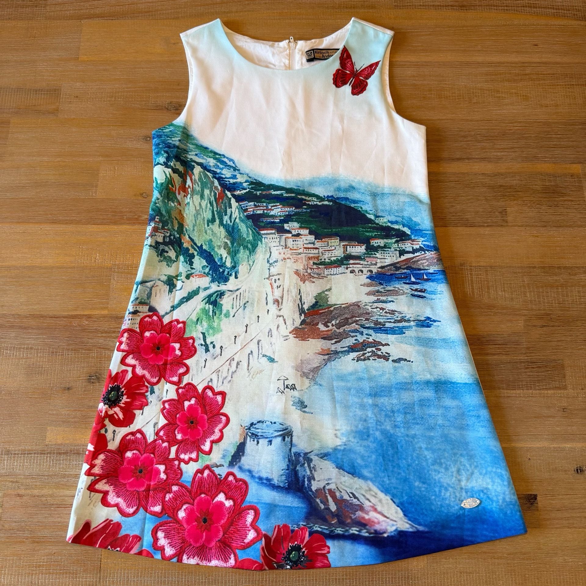 Kinloch Anderson Girls Dress White Mediterranean Coastal Scenic Butterfly 11 2
