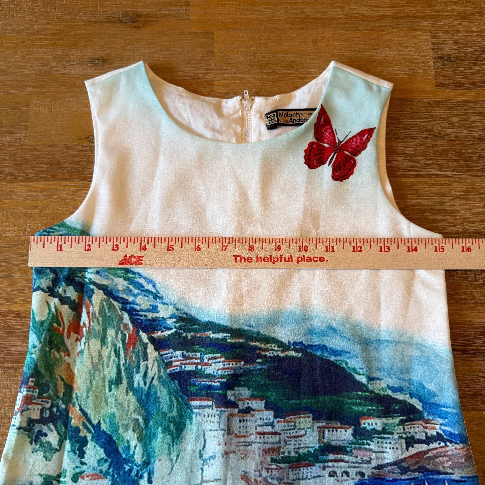 Kinloch Anderson Girls Dress White Mediterranean Coastal Scenic Butterfly 11 6