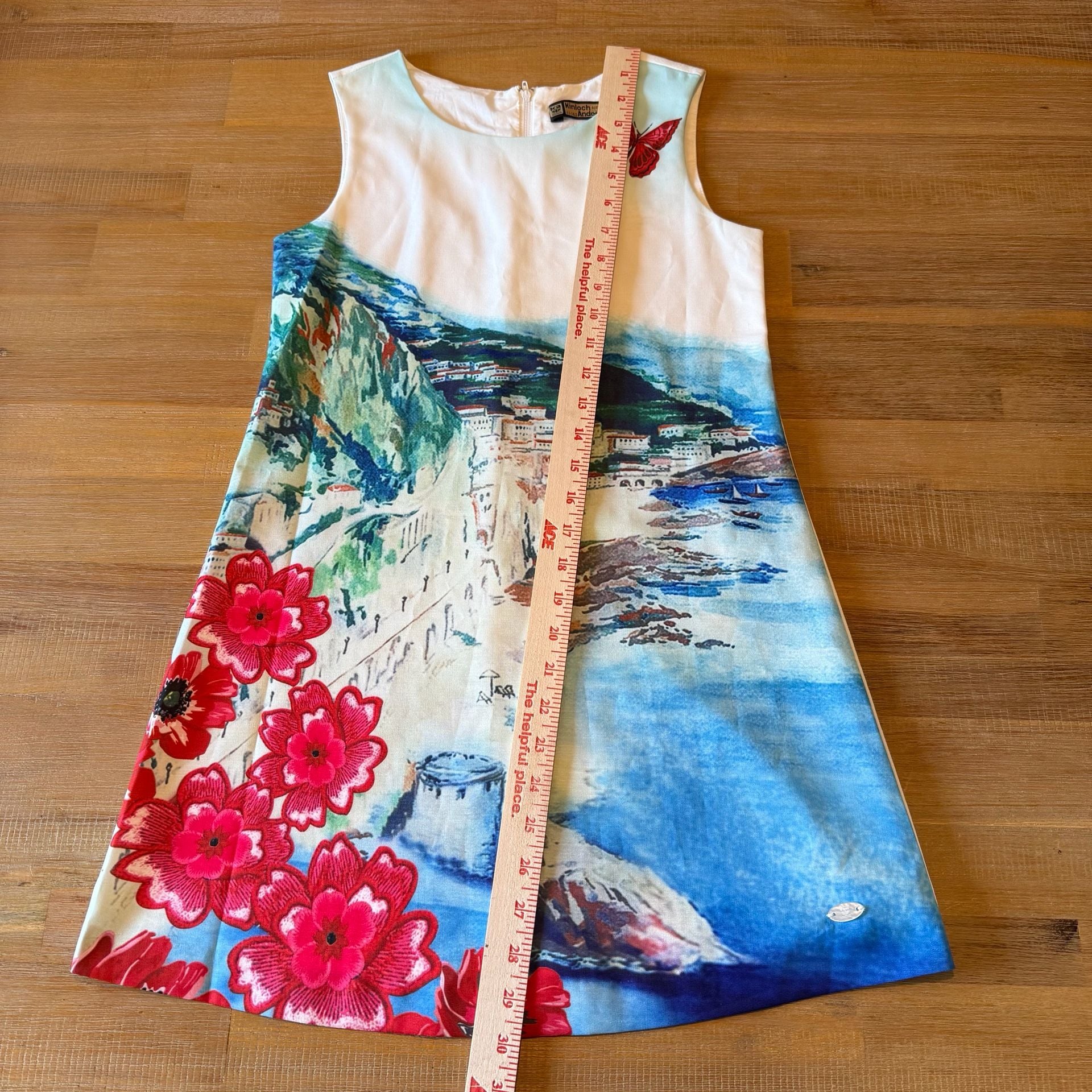 Kinloch Anderson Girls Dress White Mediterranean Coastal Scenic Butterfly 11 7