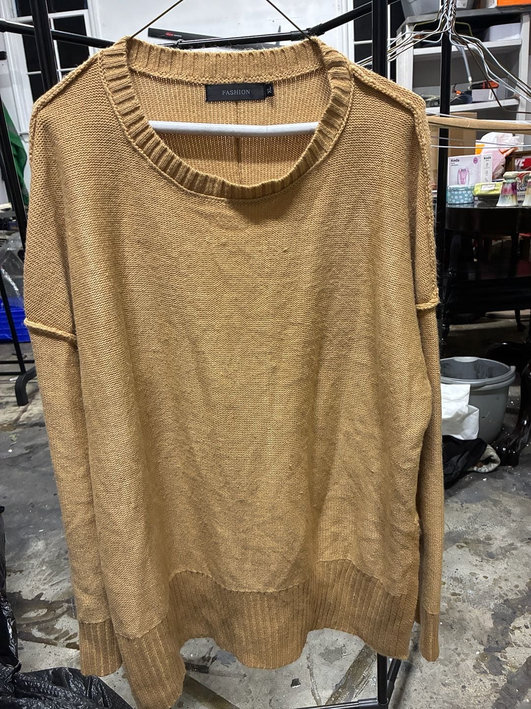 FASHION Sweater Size XL Camel Brown Knit Pullover 2