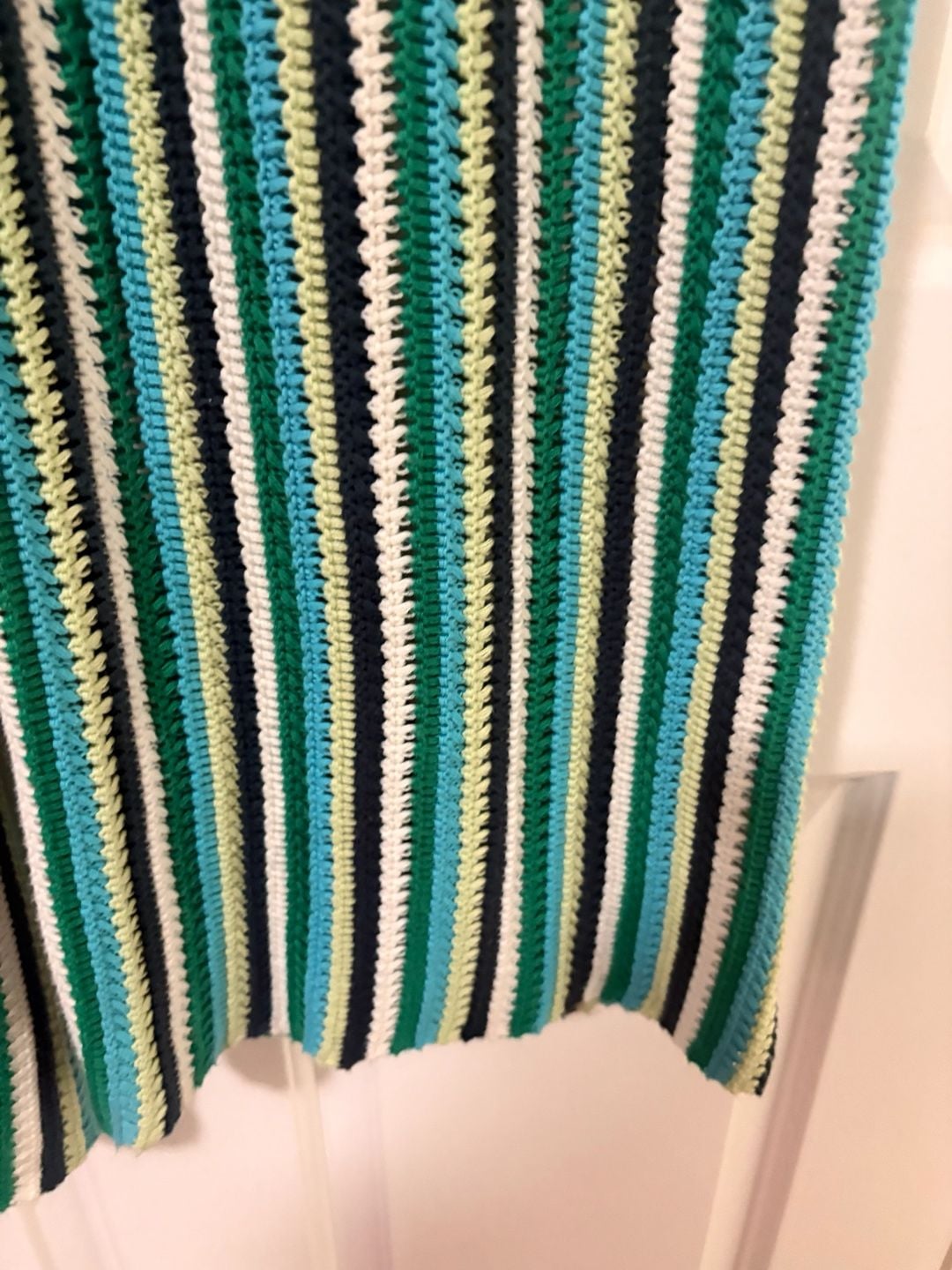 Intempo Crochet Pants Size S Green Striped Knit Wide Leg 4