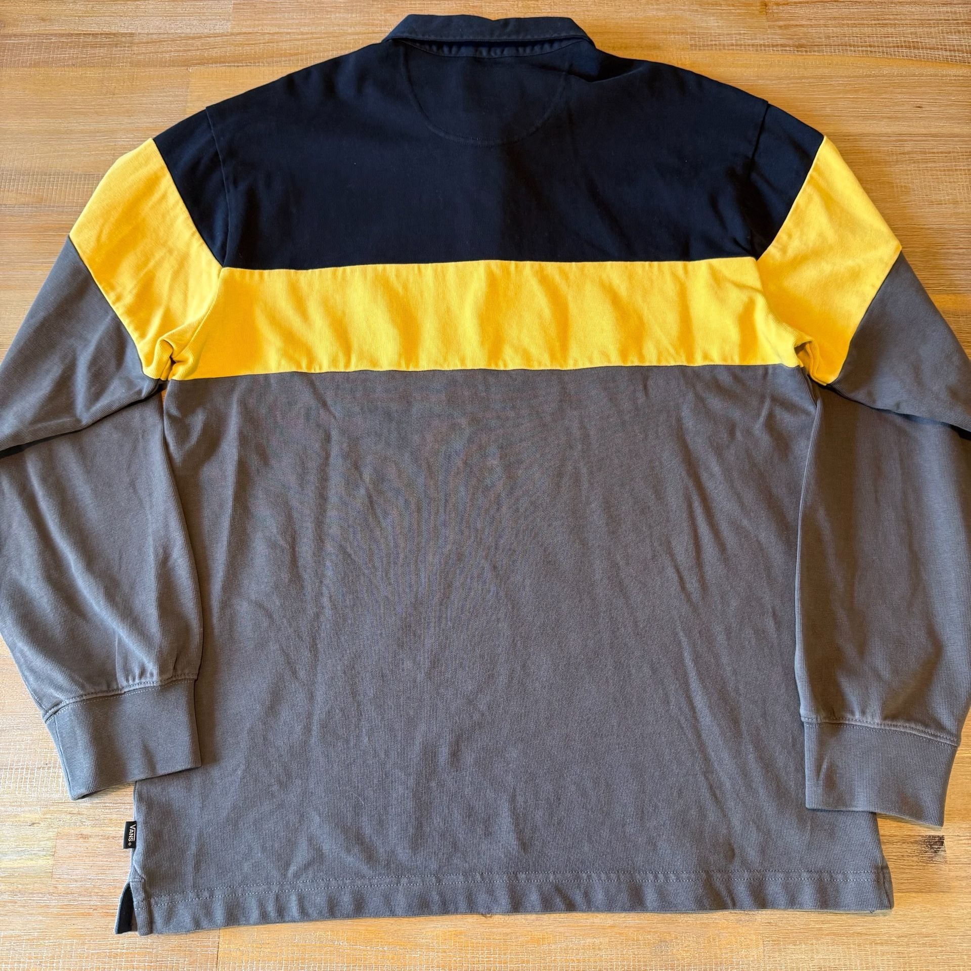Vans Loose Fit Rugby Shirt Mens Medium Long Sleeve Colorblock Polo Ribbed Top M 3