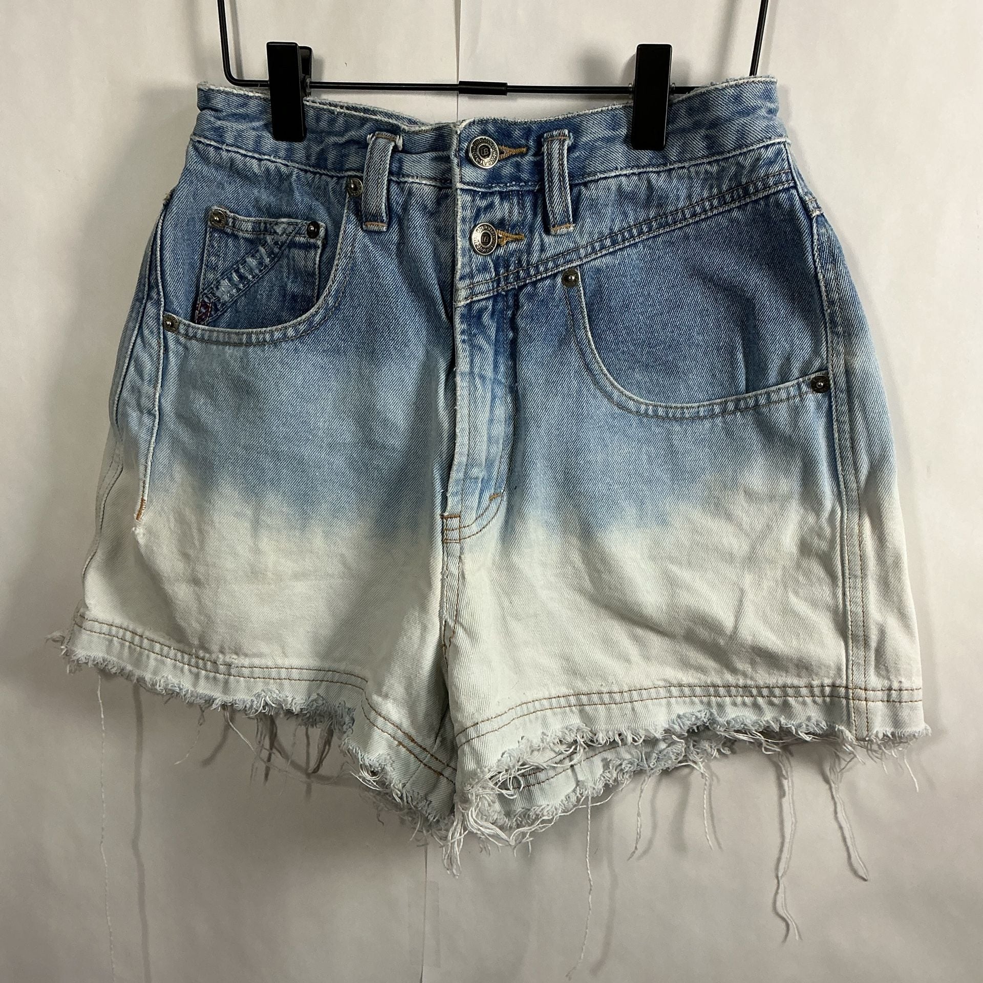 Vintage y2k Unionbay High Rise Denim Shorts Blue Ombre Distressed 2