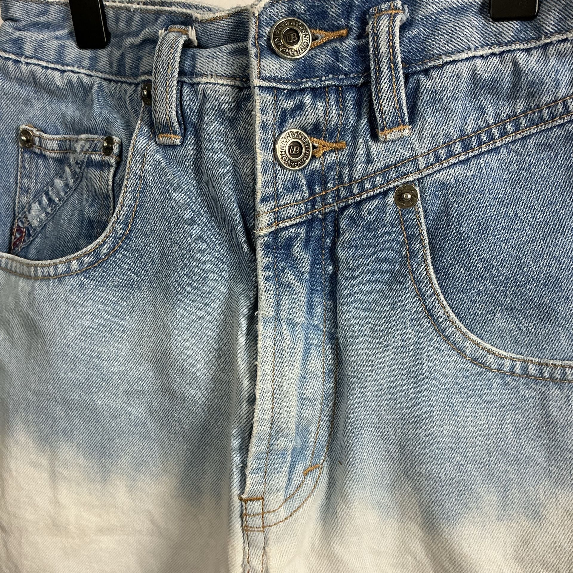 Vintage y2k Unionbay High Rise Denim Shorts Blue Ombre Distressed 3