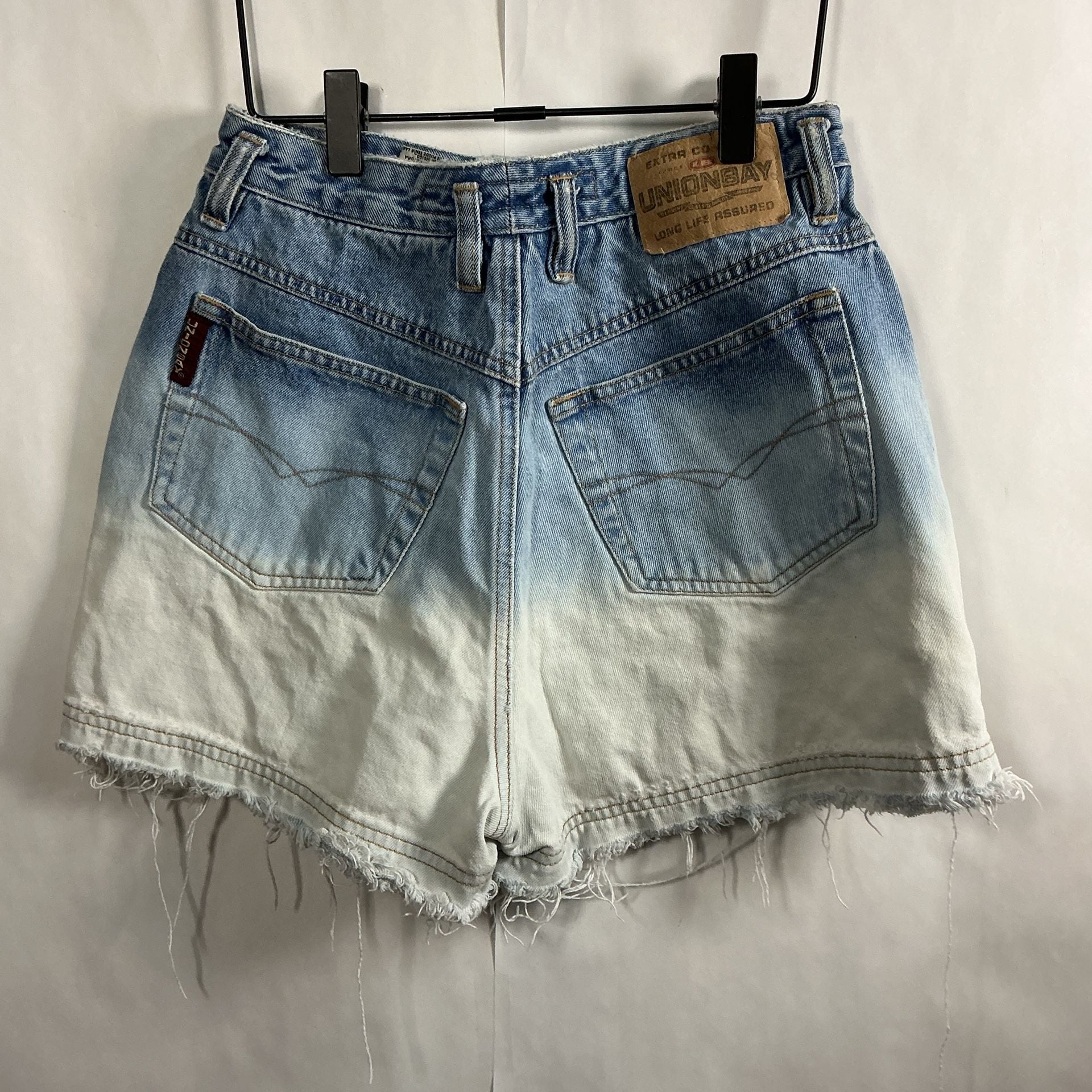 Vintage y2k Unionbay High Rise Denim Shorts Blue Ombre Distressed 5