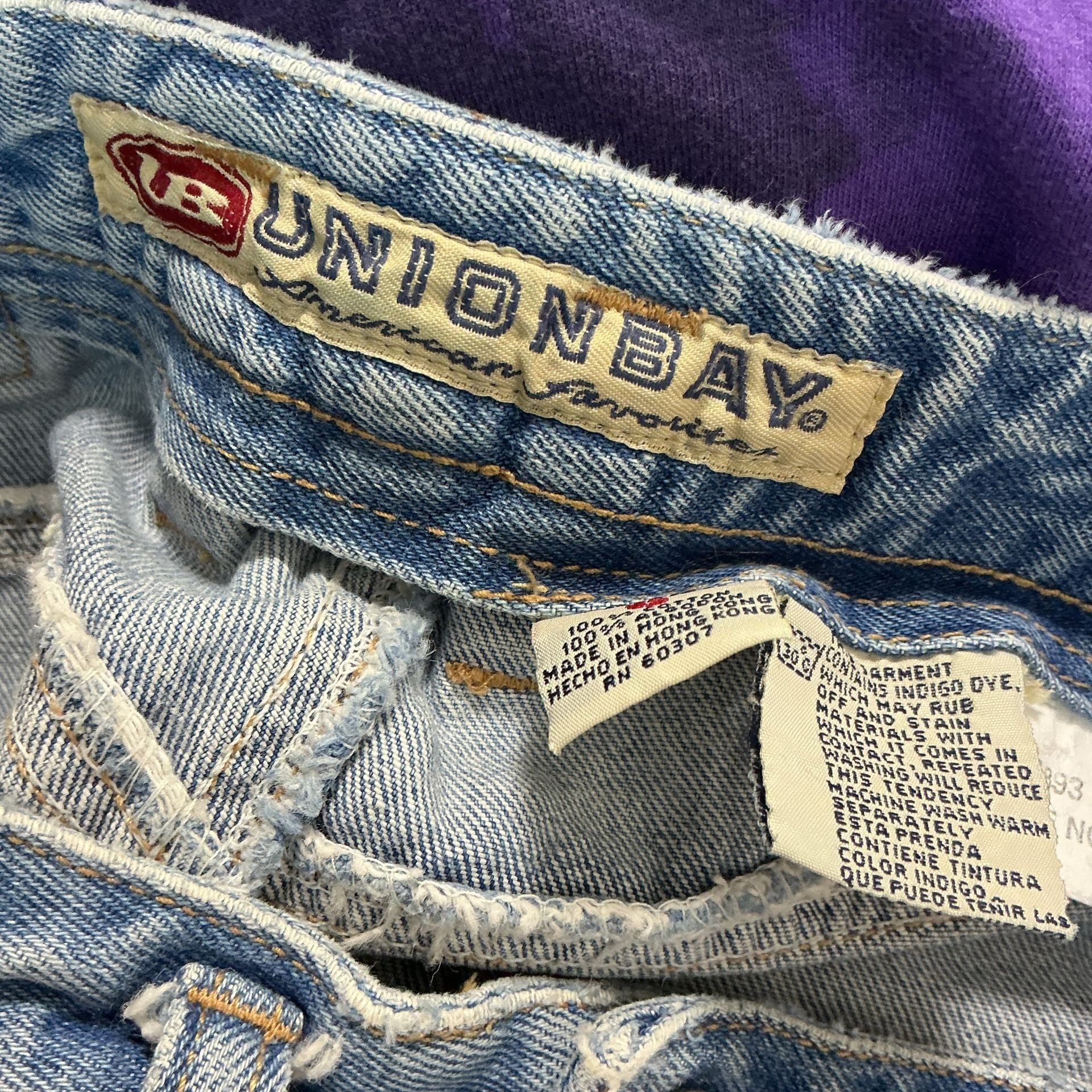 Vintage y2k Unionbay High Rise Denim Shorts Blue Ombre Distressed 10