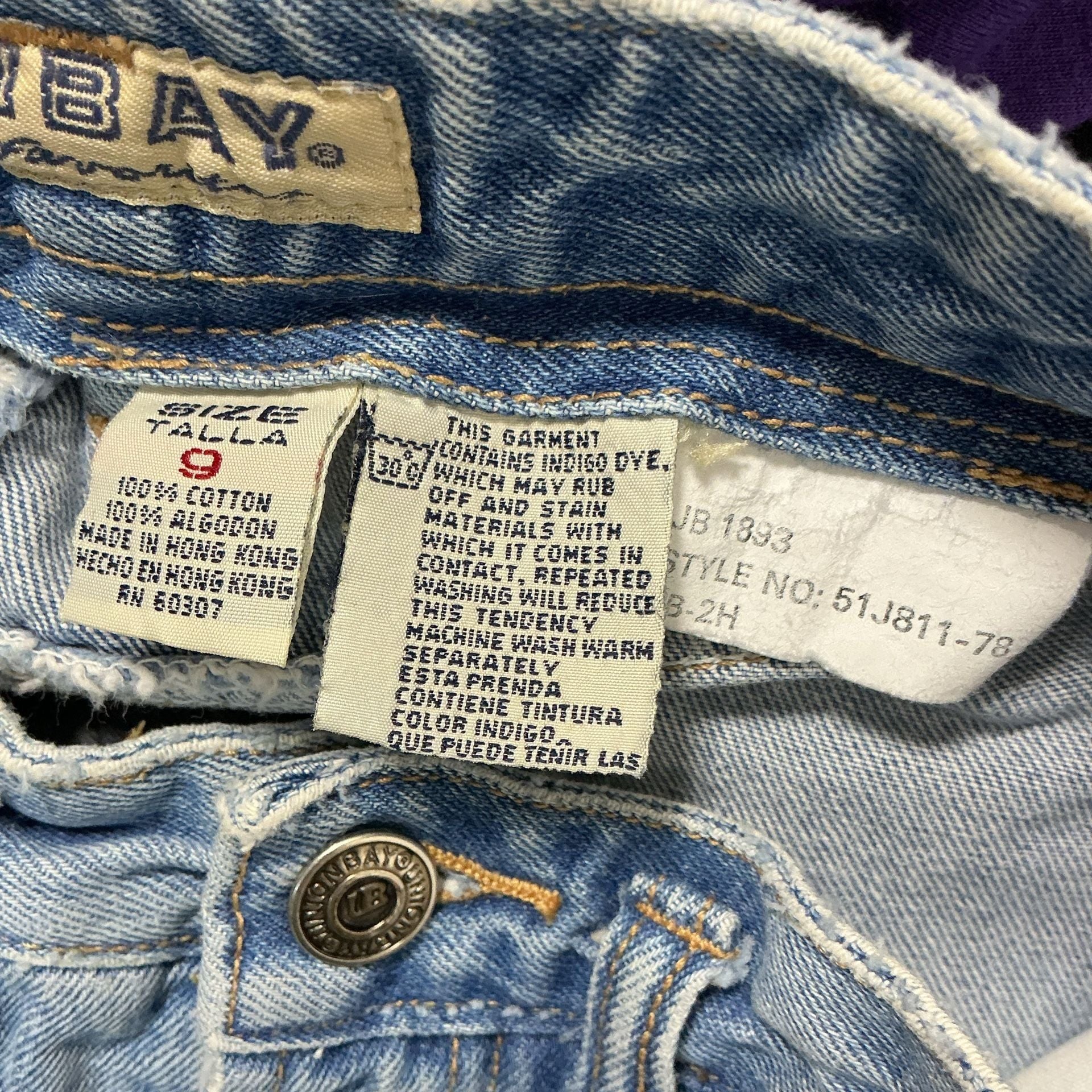 Vintage y2k Unionbay High Rise Denim Shorts Blue Ombre Distressed 8