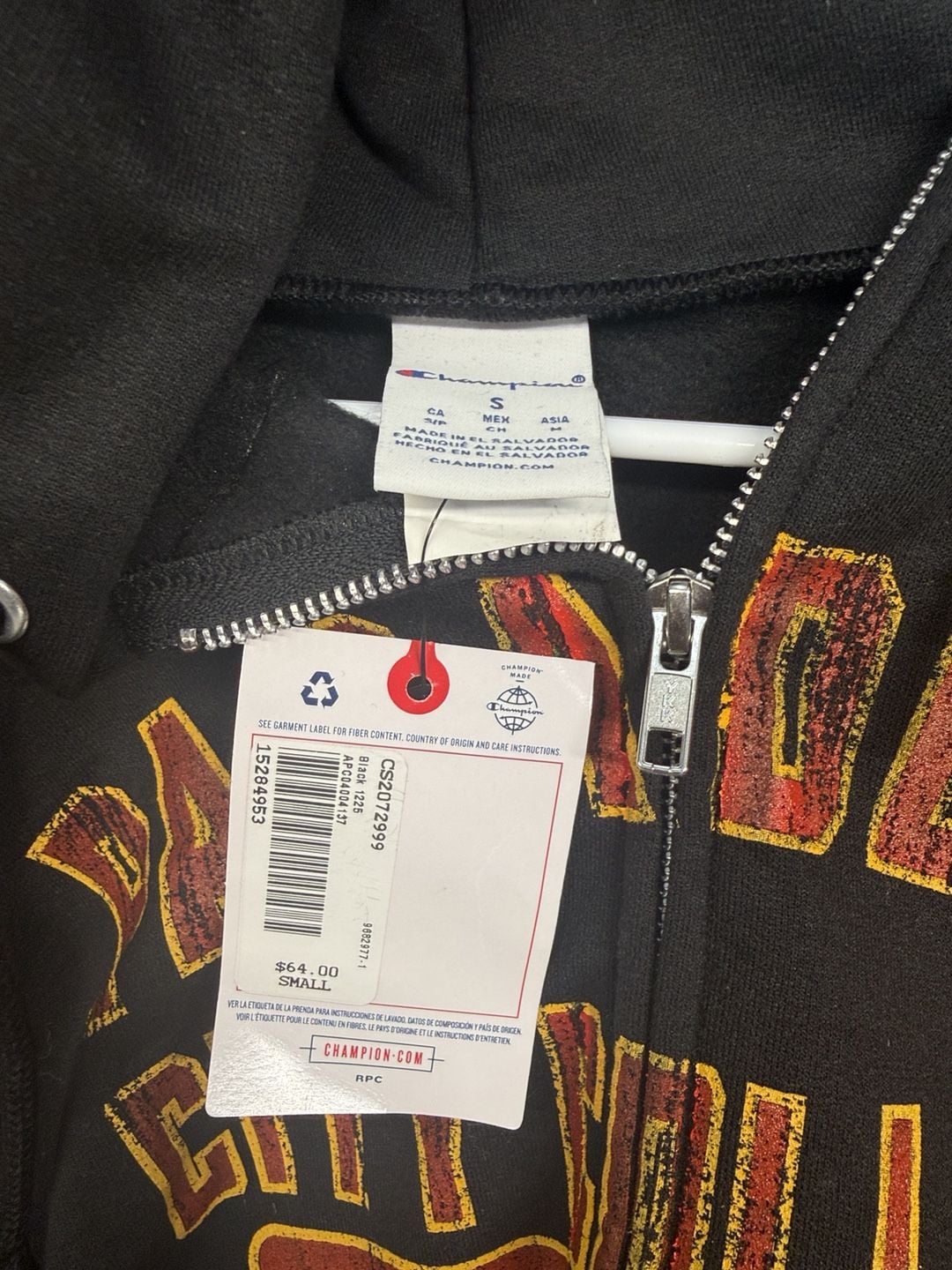 New Champion Pasadena City College Zip Up Hoodie Size Small Black 4
