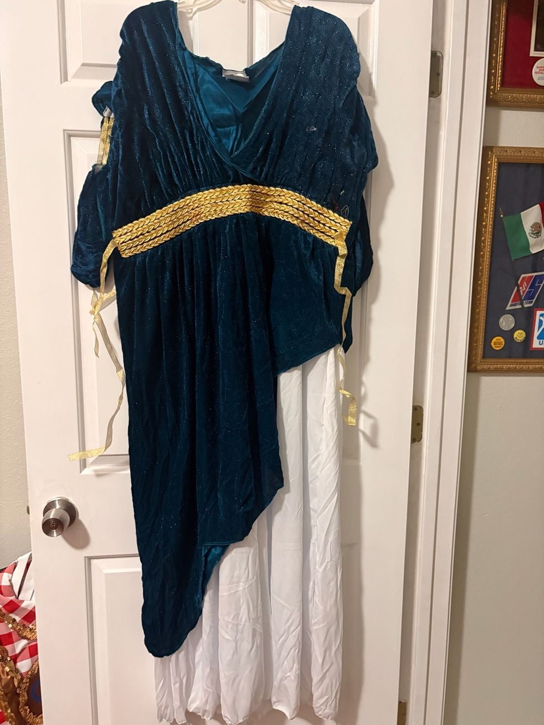 Full Fantasy Athena Costume Size 2XL (22-24) Blue Gold White Dress 2