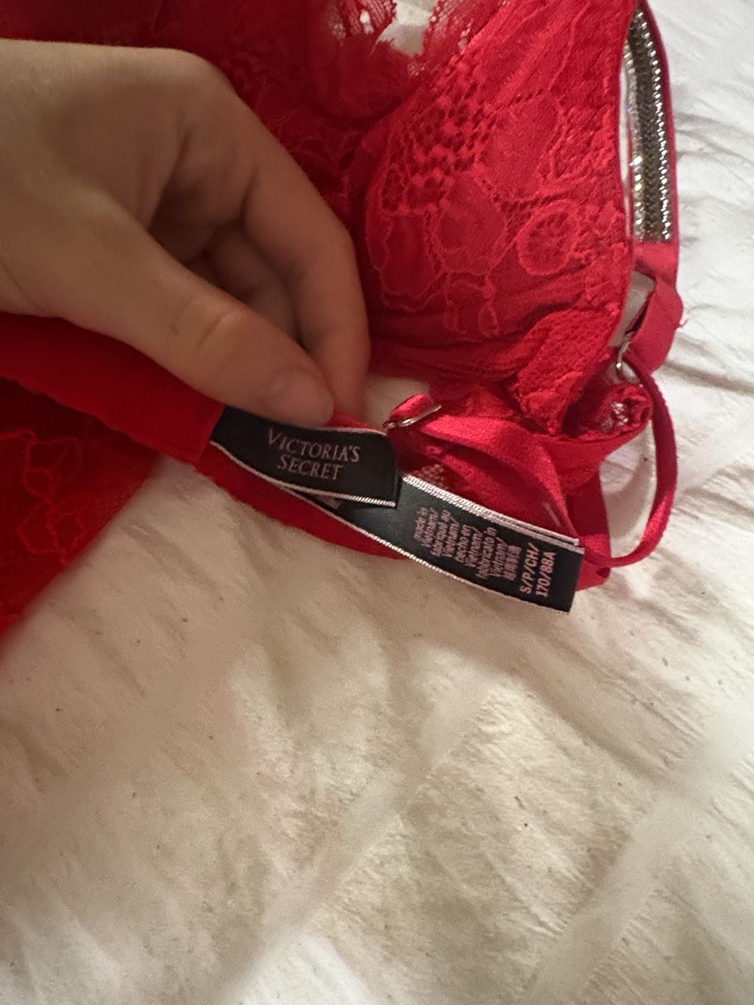 Victoria's Secret Lace Slip Size S Red Rhinestone Strap Chemise Dress 3