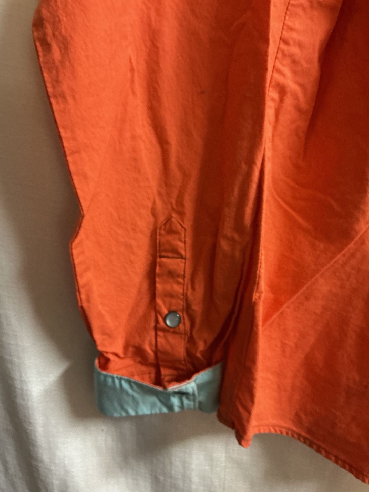 Cruel sequin pearl snap Western Shirt Size L Orange Floral Print 4