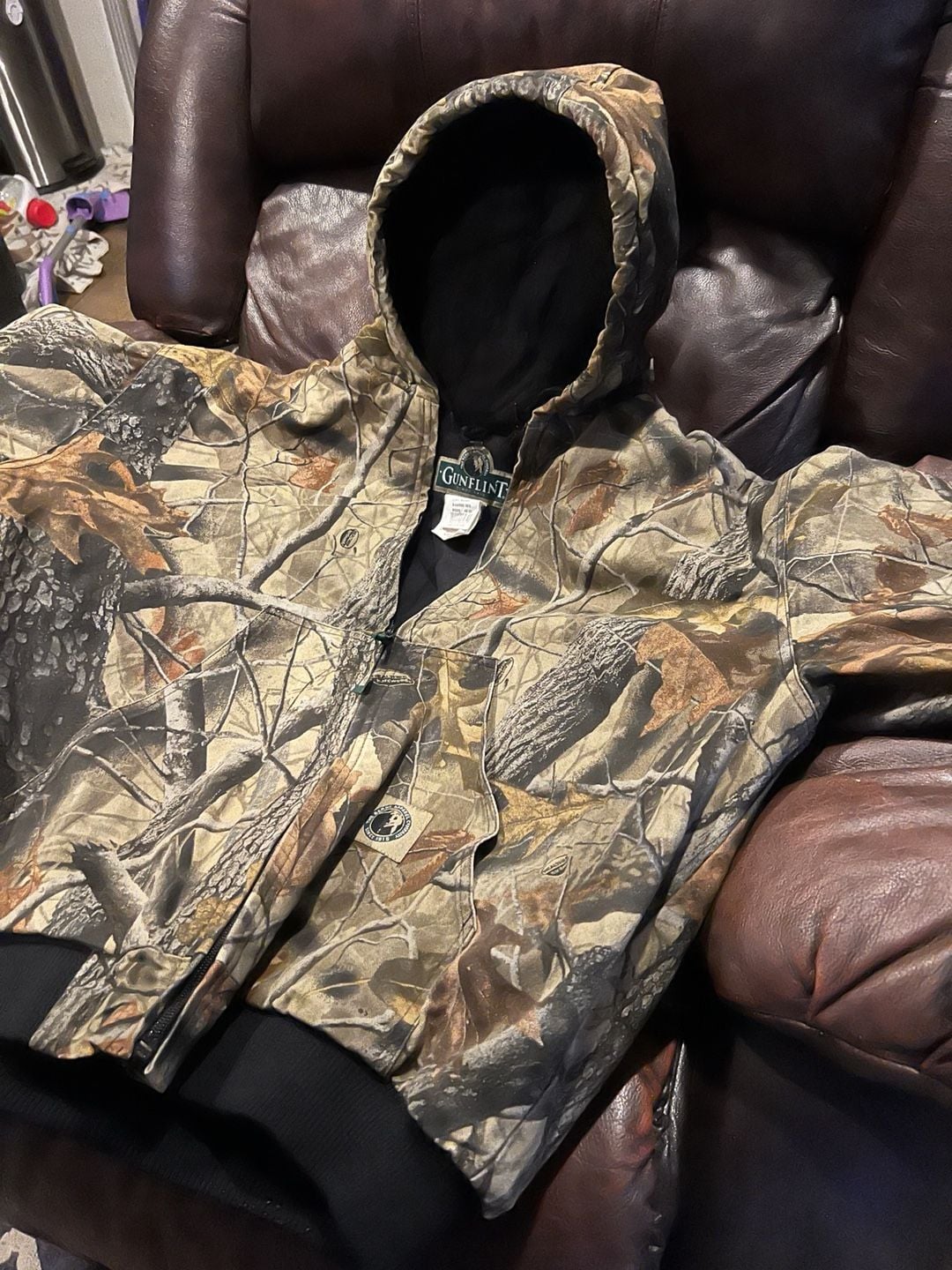 Gunflint Camouflage Hooded Jacket Size L Full Zip Realtree 3