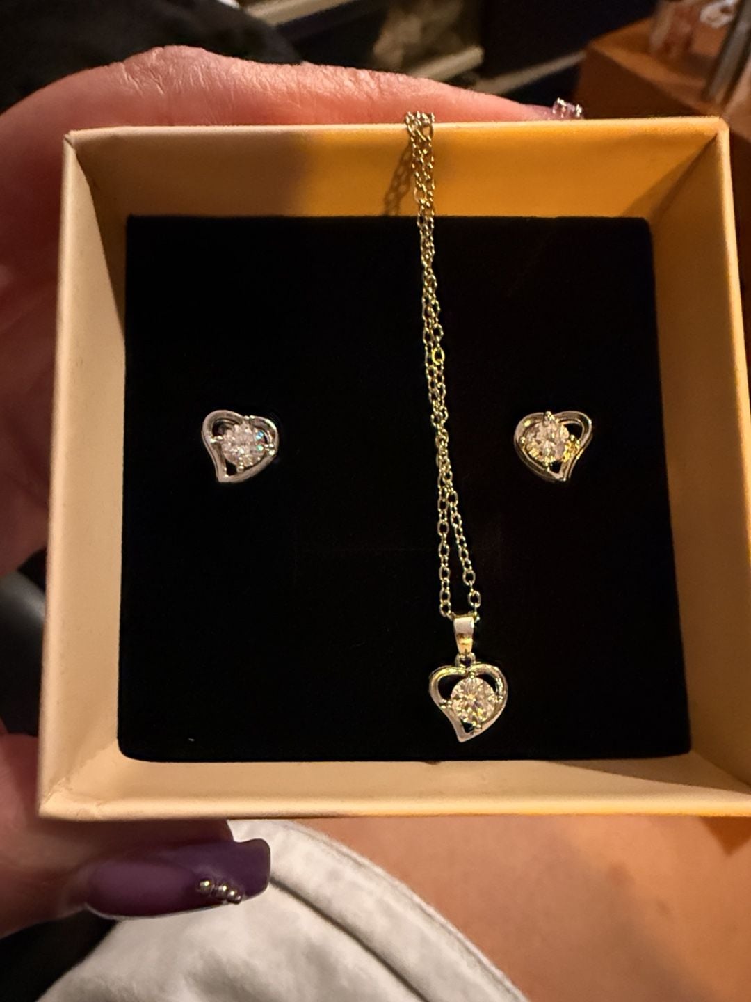 GRA Moissanite Heart Pendant Necklace And Earrings Set 0.5ct 1