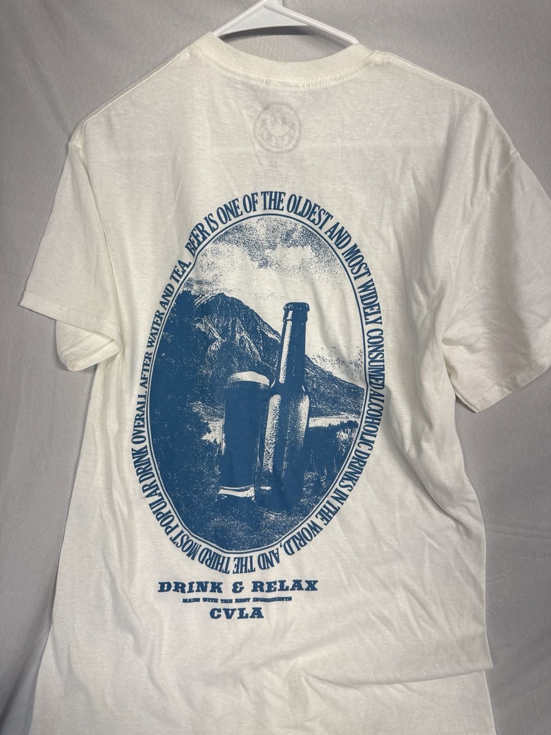 CVLA Drink & Relax T-Shirt Size M White Graphic Short Sleeve Tee 4