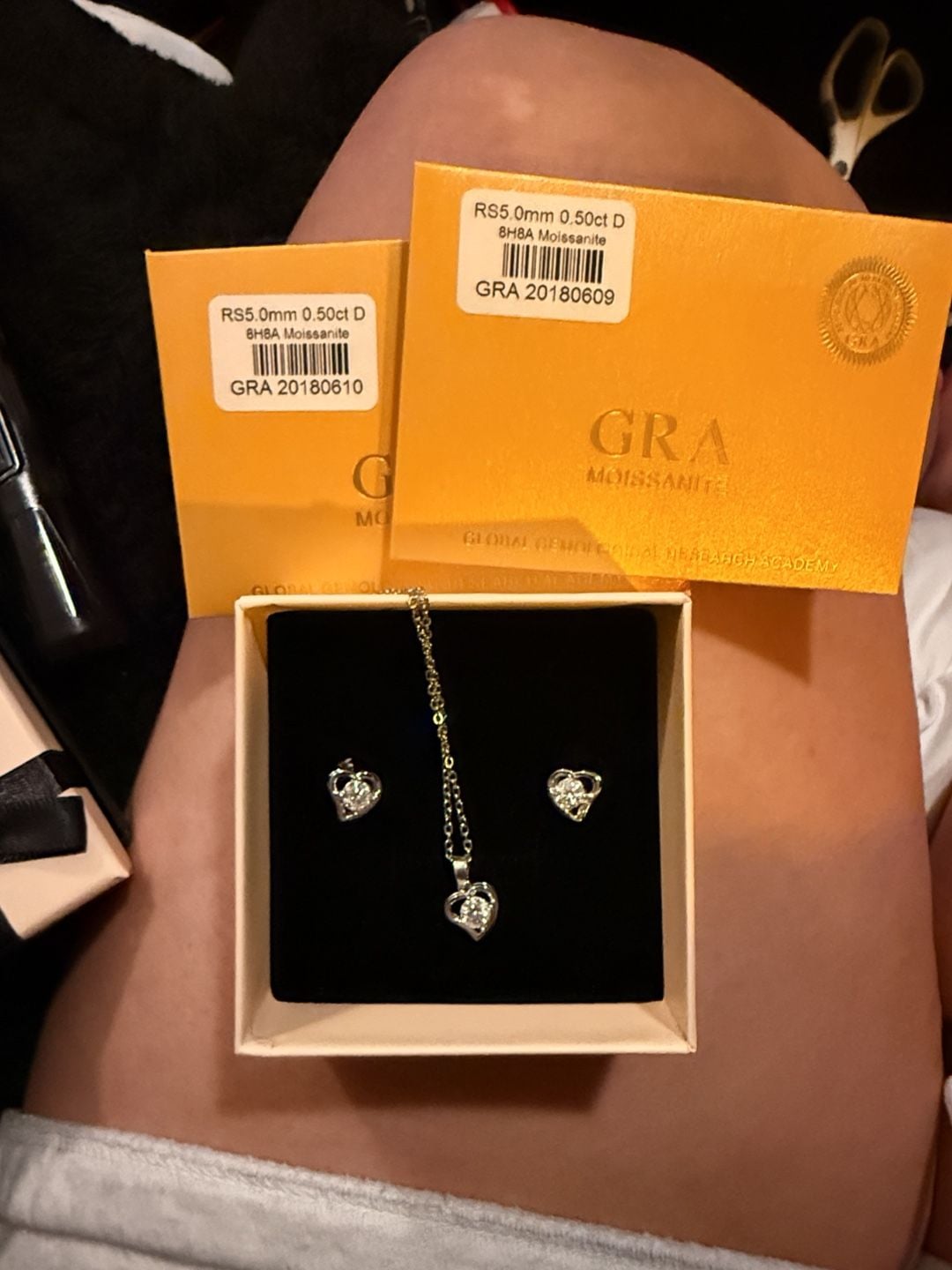 GRA Moissanite Heart Pendant Necklace And Earrings Set 0.5ct 2