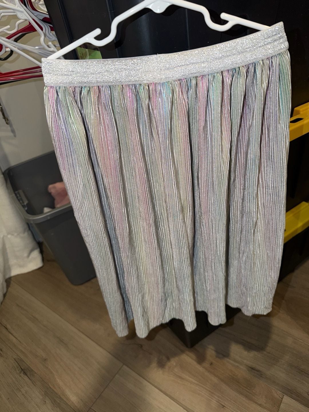 Wonder Nation Pleated Skirt Size L 10-12 Metallic Rainbow 2