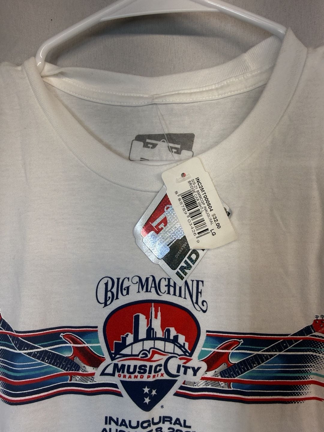 IndyCar Big Machine Music City Grand Prix T-Shirt Size L White New 4