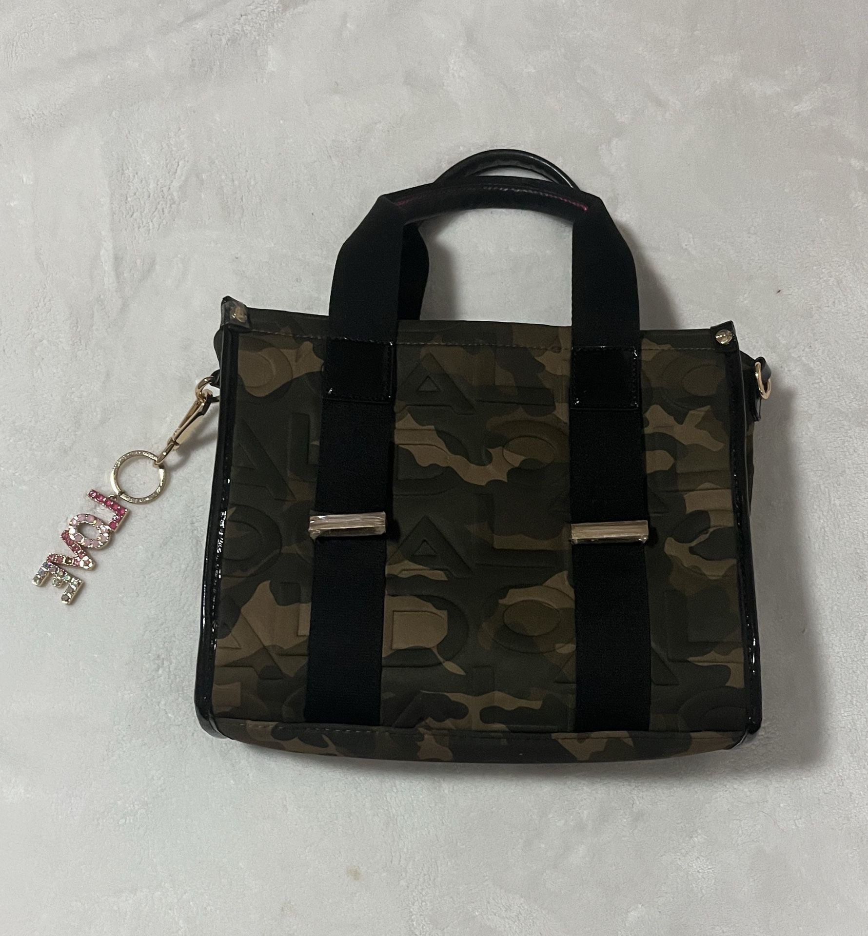 ALDO Camo Embossed Tote Bag with Rhinestone LOVE Charm 3
