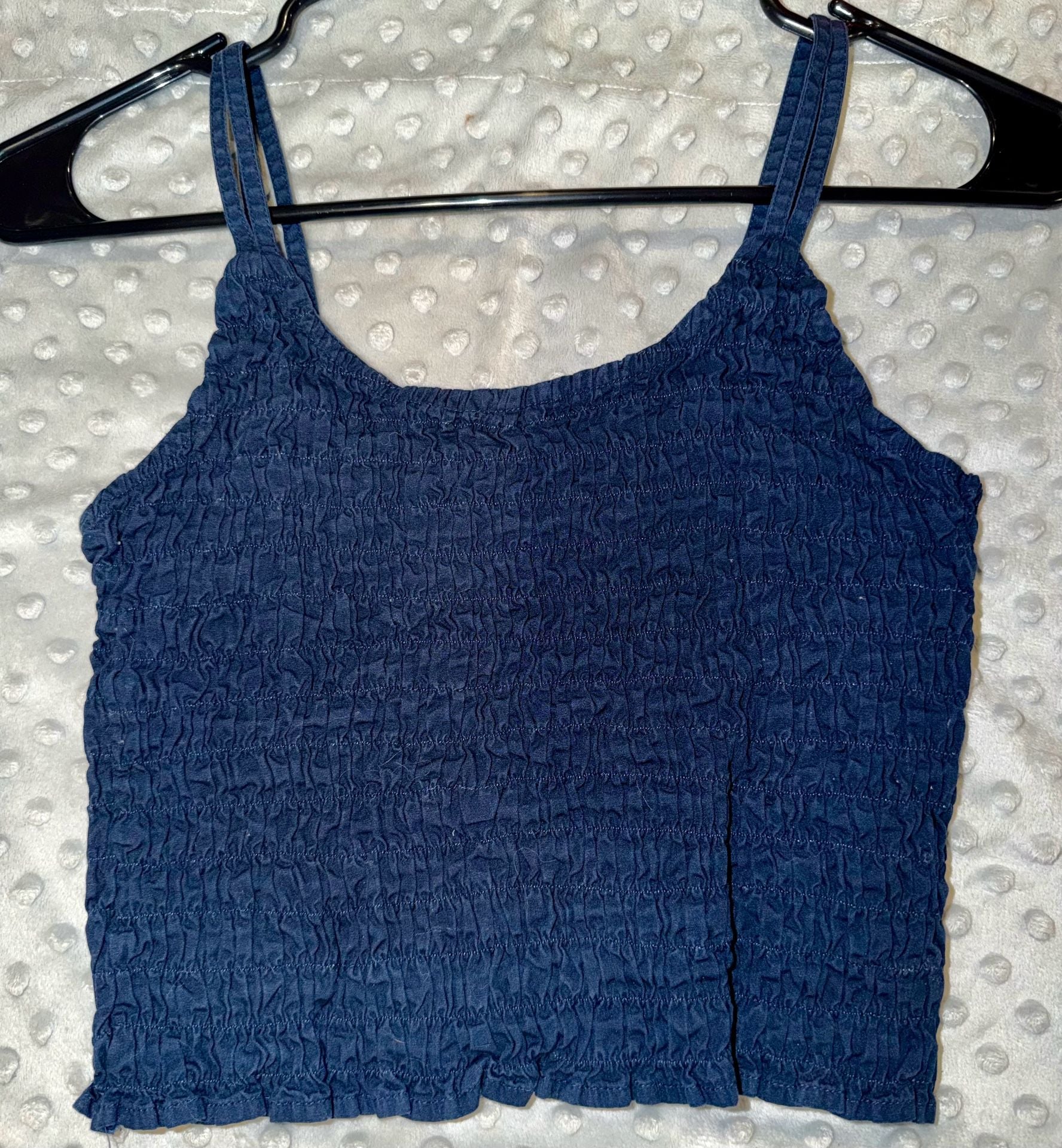 Deranged Babaton Smocked Crop Tank Top Medium-Blue 3
