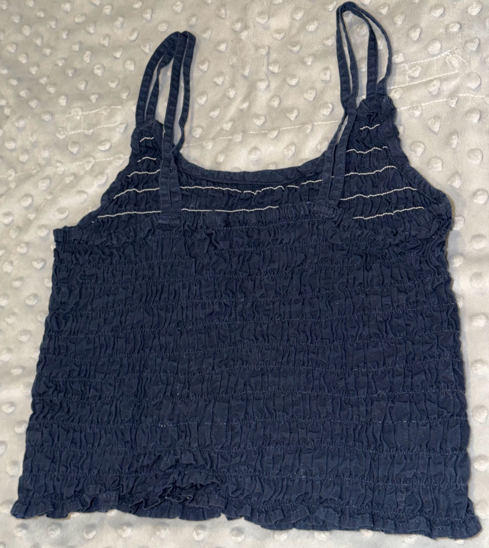 Deranged Babaton Smocked Crop Tank Top Medium-Blue 6