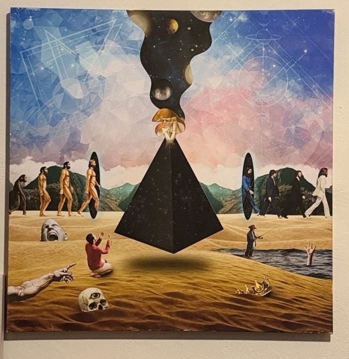 Surrealist Pyramid Galaxy Space Collage Canvas Wall Art Print 1