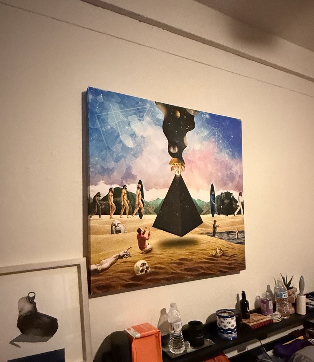 Surrealist Pyramid Galaxy Space Collage Canvas Wall Art Print 2