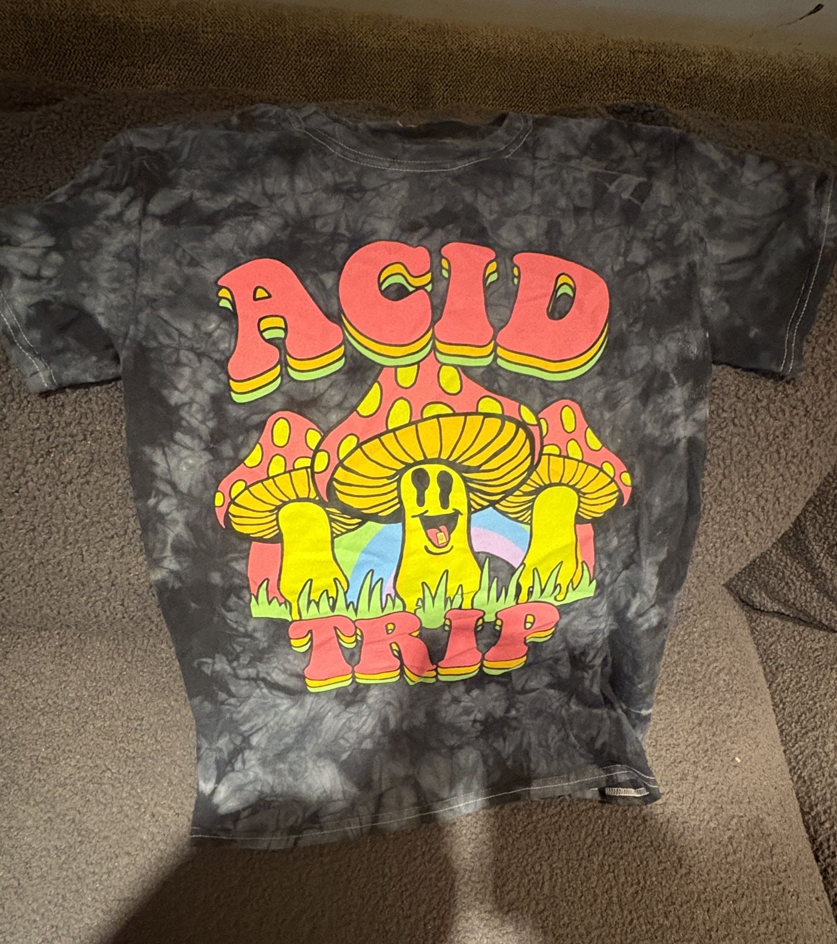 Spencer's Acid Trip Mushroom T-Shirt Size S Black Tie Dye Graphic 3