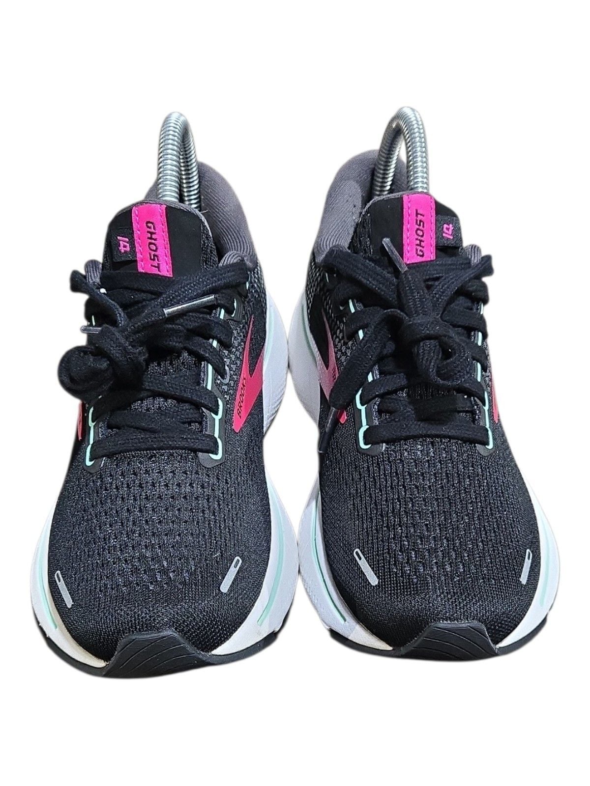 Brooks Ghost 14 Black Pink Mint Running Shoes Size 7 M 3